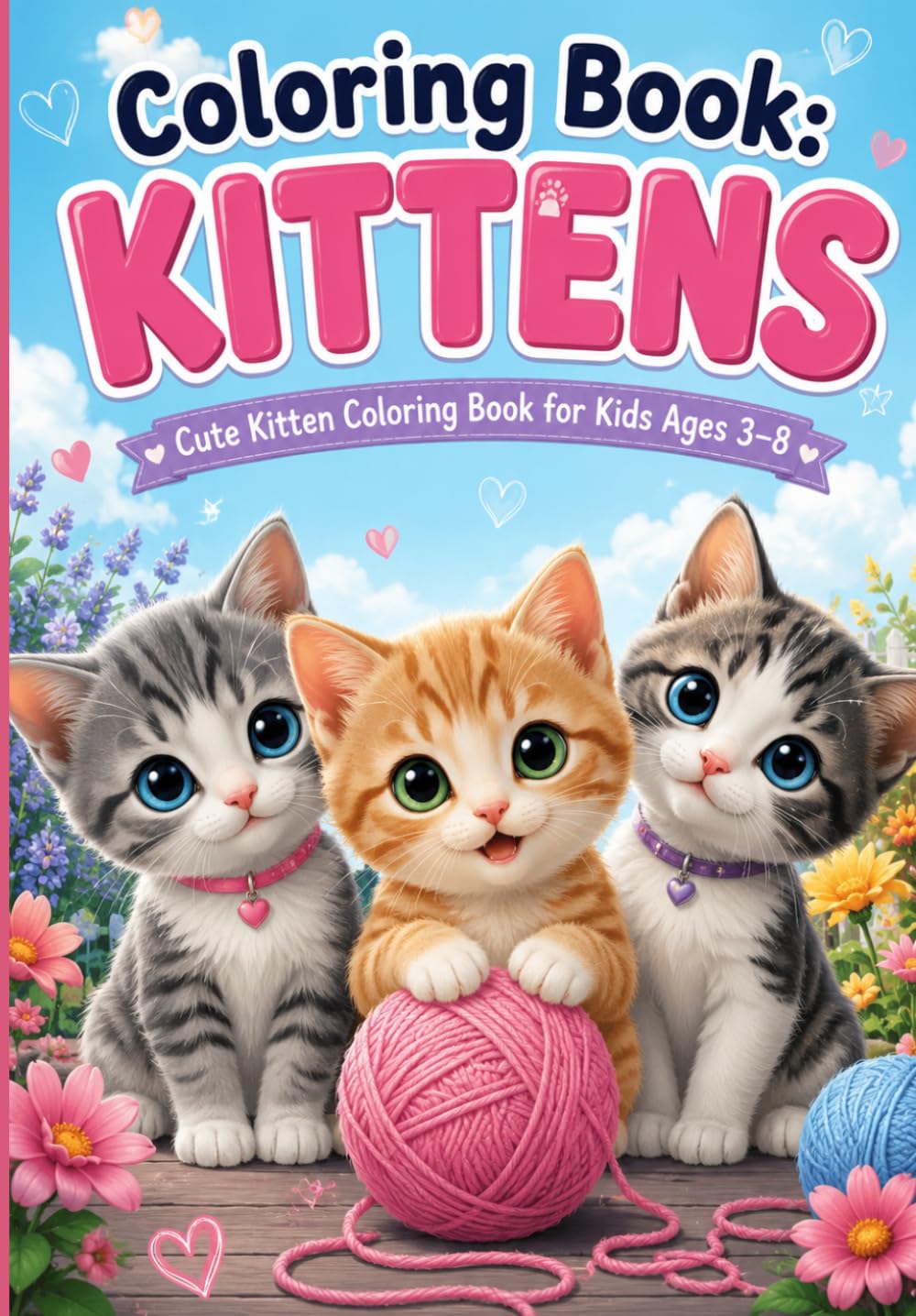 Coloring Book: KITTENS: Cute Kitten Coloring Book for Kids Ages 3–8 | Fun, Easy and Adorable Cat Coloring Pages