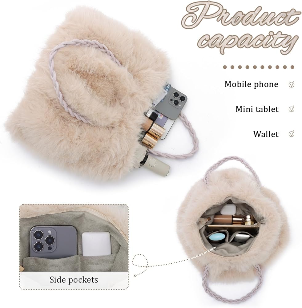 Sac Fourre-tout En Fausse Fourrure : Sac à Main En Peluche D'hiver à