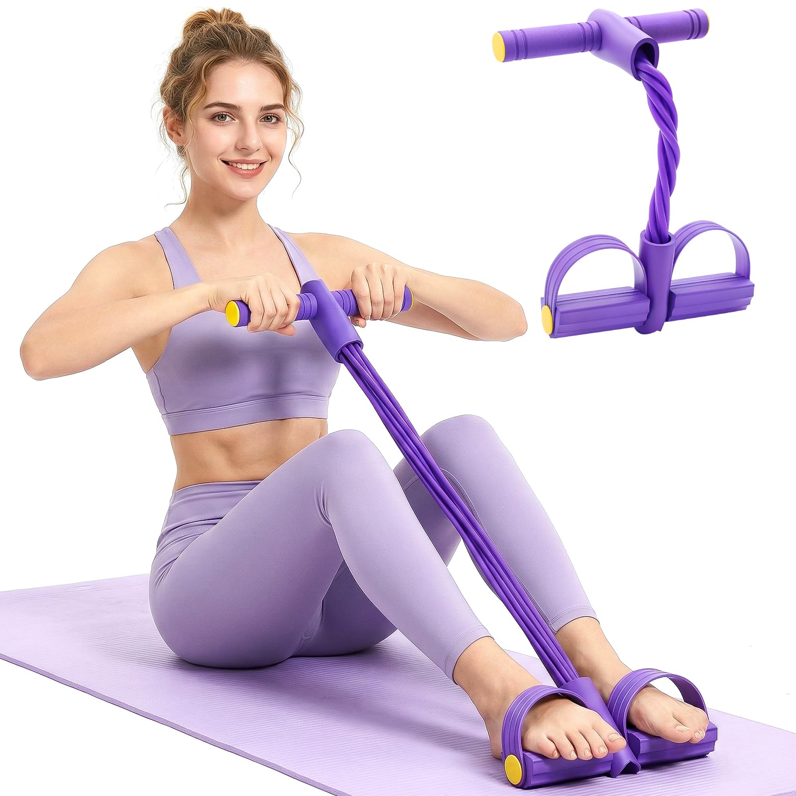 Pedal Resistance Band with Handles, Enhanced 6-Tube Foot Pedal Resistance Band, Multifunction Tension Rope for Full Body Workout, Manual Tension Training Pedal for Arms Legs Abs Waist Home Gym-image-34