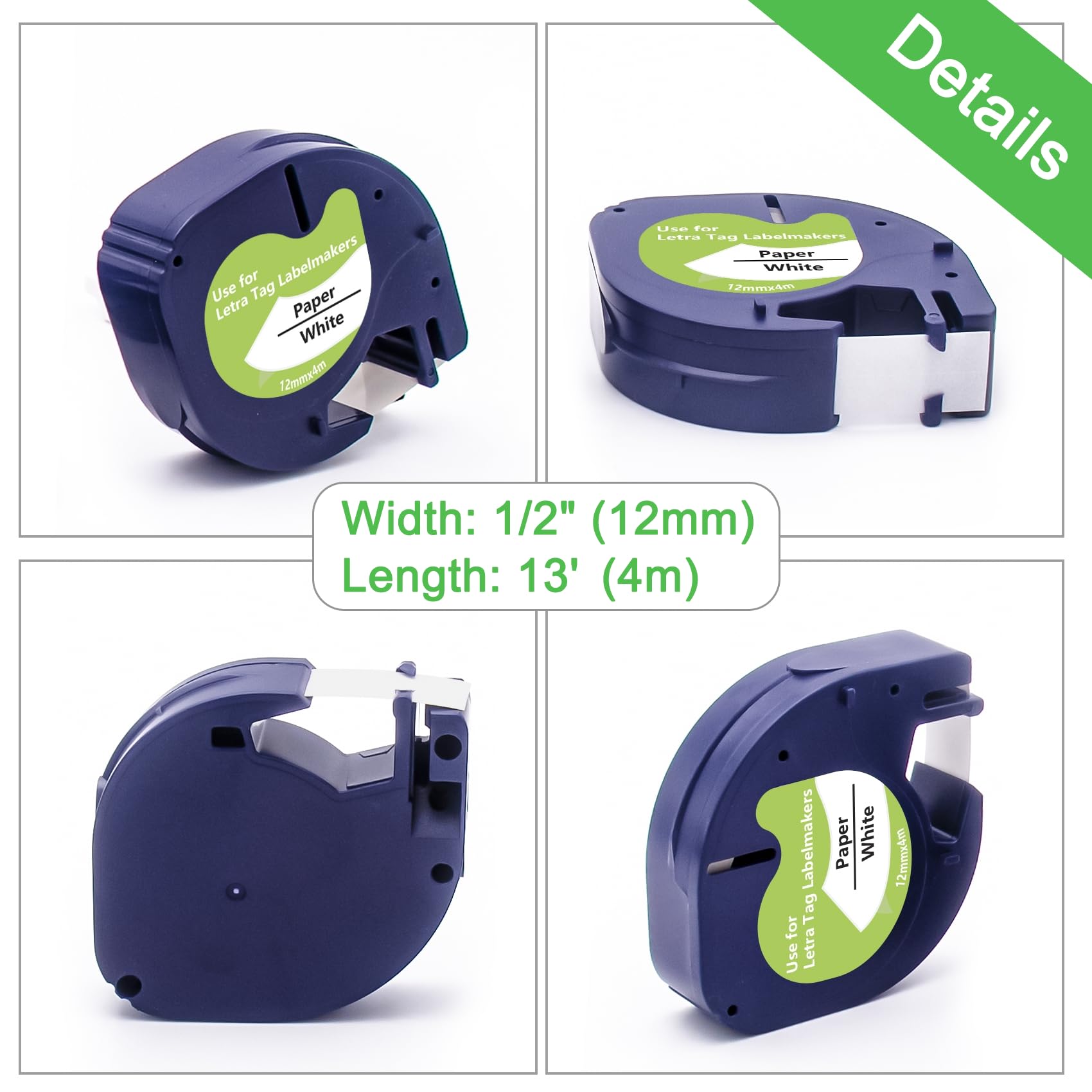 6X Compatible with Dymo Letratag Refills White Tape, 91200 12mm x 4m - Image 4