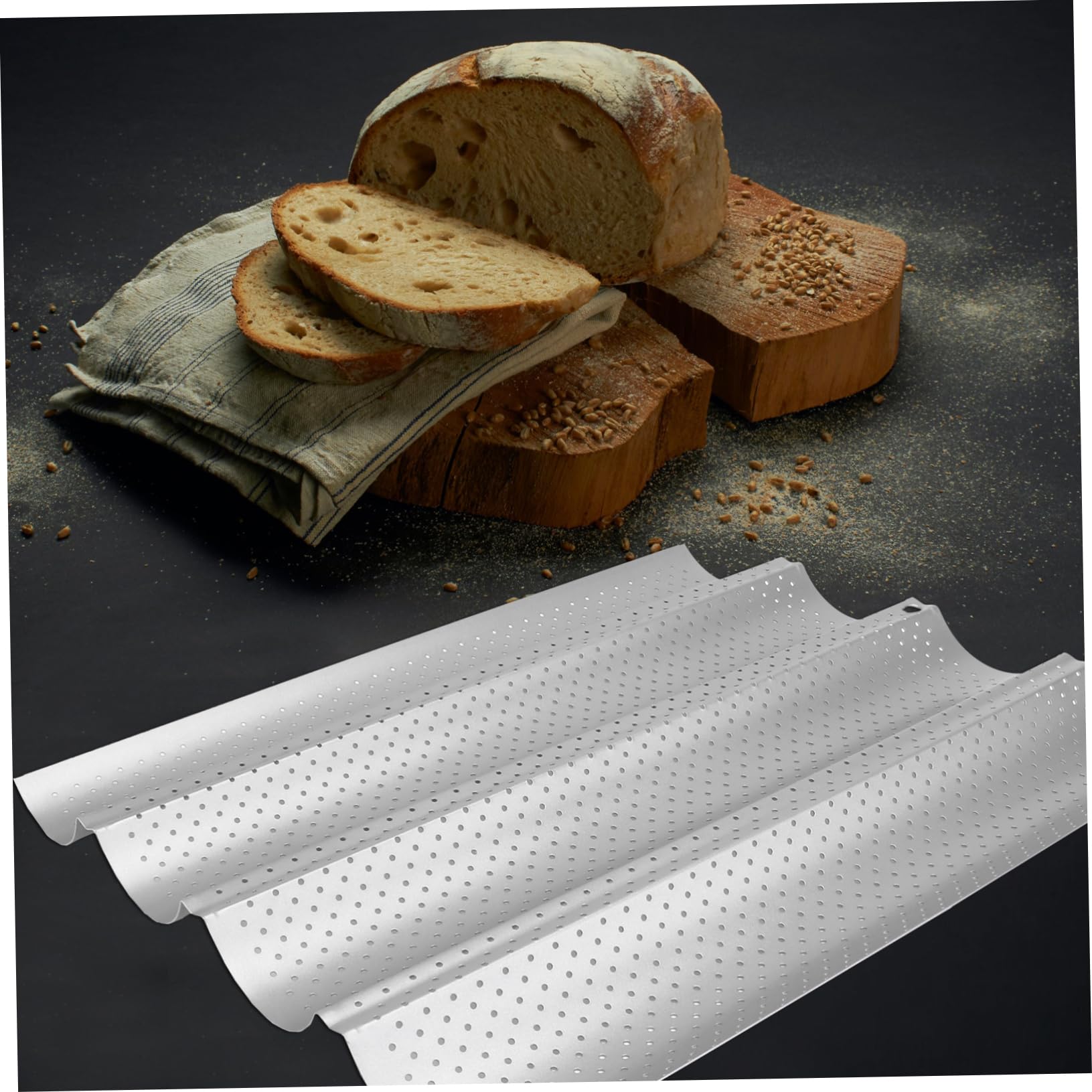 Mikinona 2 Stück 4-well Baguette Backform aus Edelstahl für Ofen