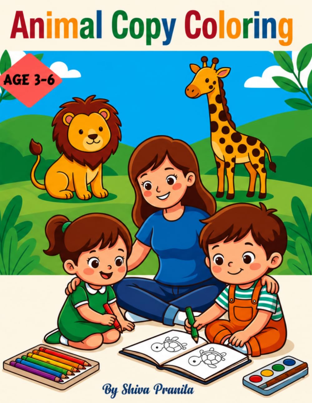 Animal Copy Coloring Book for Kids Ages 3-6: Fun and Easy Animals to Copy, Trace & Color for Toddlers and Preschoolers