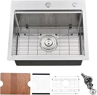 BoomHoze 20 Inch Drop-In Stainless Steel Kitchen Sink, 16 Gauge Single Bowl Workstation Bar Prep Sink for RV Outdoor (20x17x10)