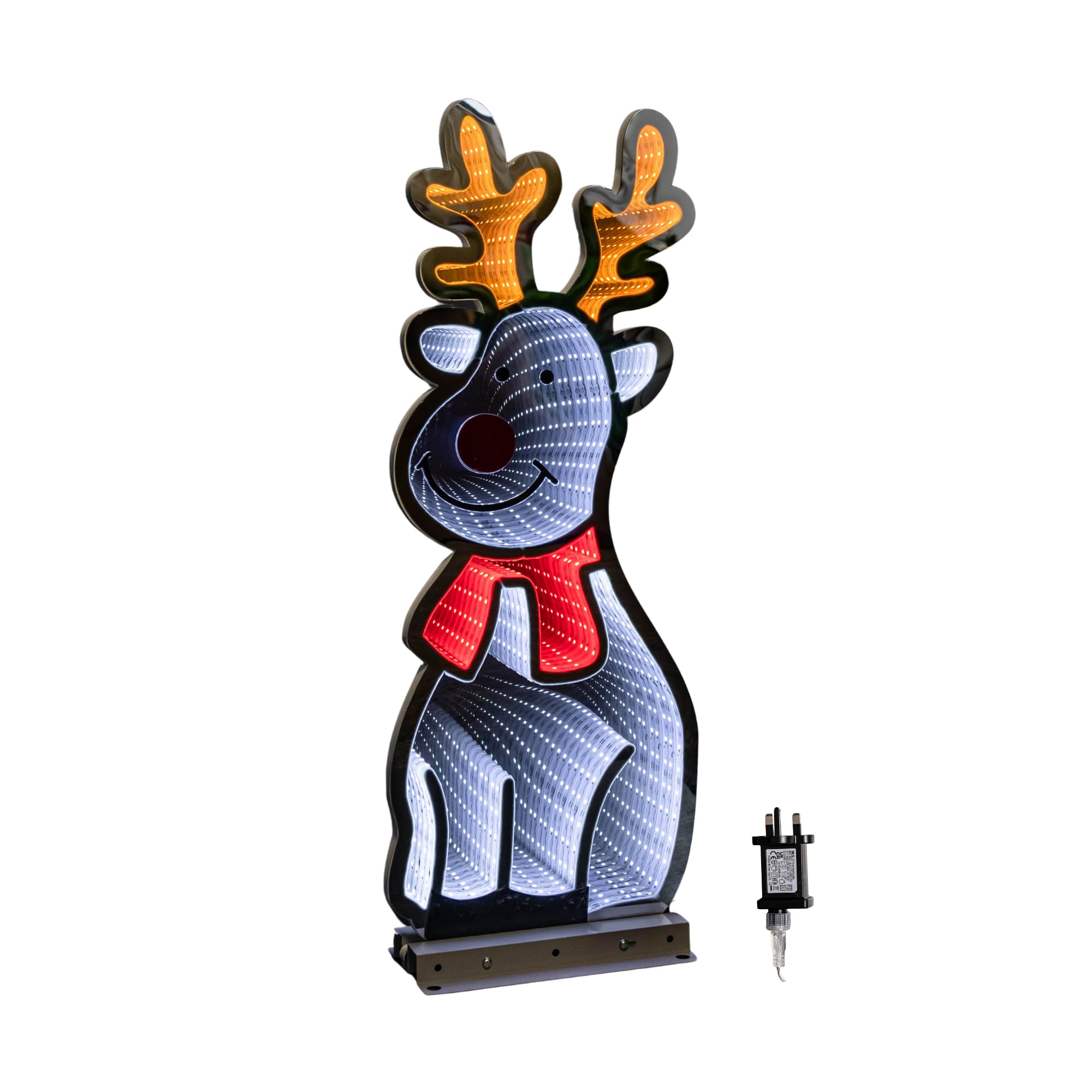 Samuel Alexander 60Cm Infinity Standing Christmas Reindeer With Metal BaseWhite And Red Leds from B&Q