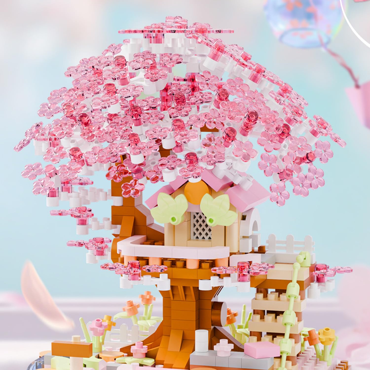Cherry Blossom Tree House Micro Building Blocks Set, 690PCS Cherry Blossom Tree House Building Blocks Set - Image 3