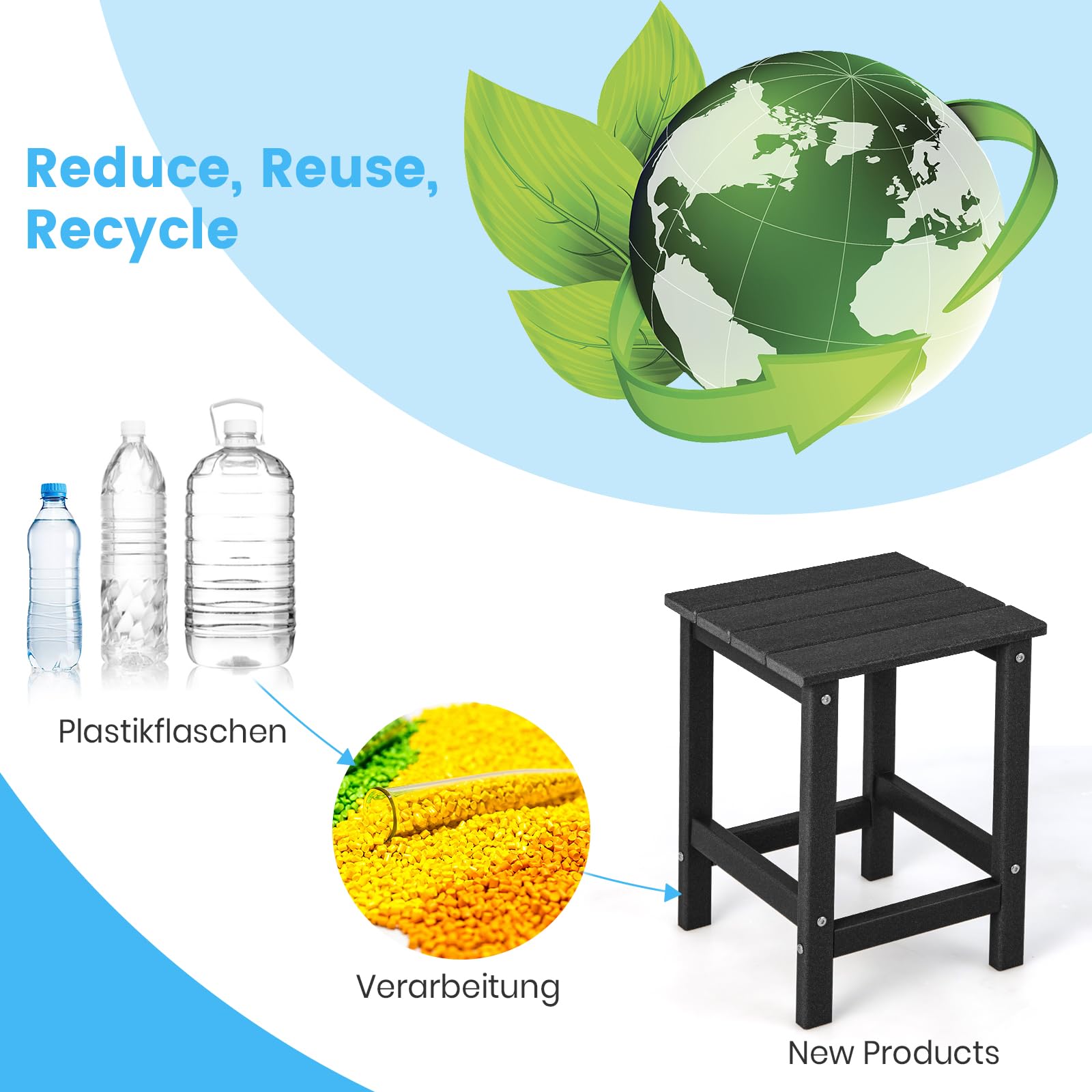 GOPLUS Mesa de jardín pequeña, mesa auxiliar para exteriores de HDPE, mesa de café, mesa de balcón, resistente a la intemperie, mesa de bistró, ahorra espacio para salón, dormitorio, terraza, patio y