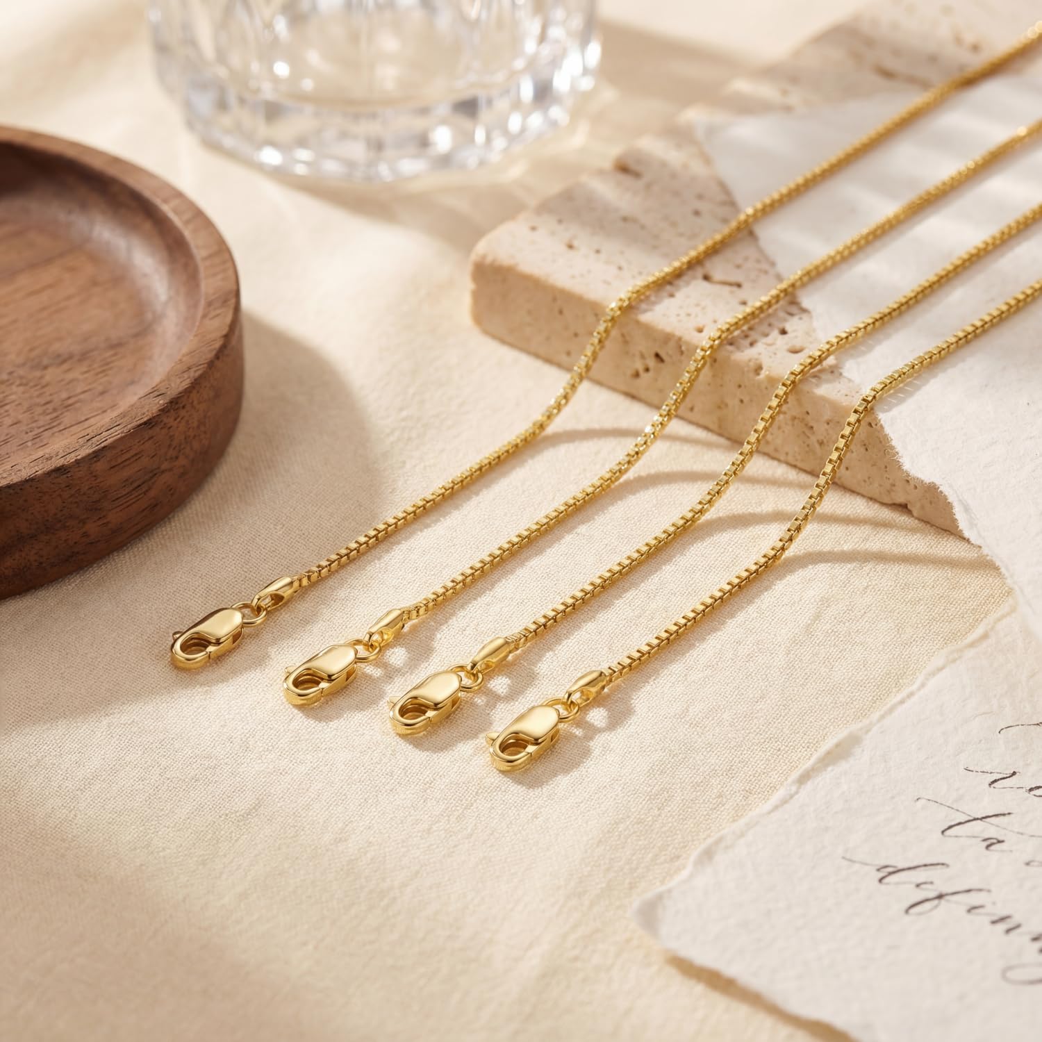 Collane da donna in oro 14 carati da 1,0/1,1/1,2/1,3 mm, catena in oro da donna, collana a catena veneziana in oro da donna, struttura classica con look lucido, collana a catena sottile da