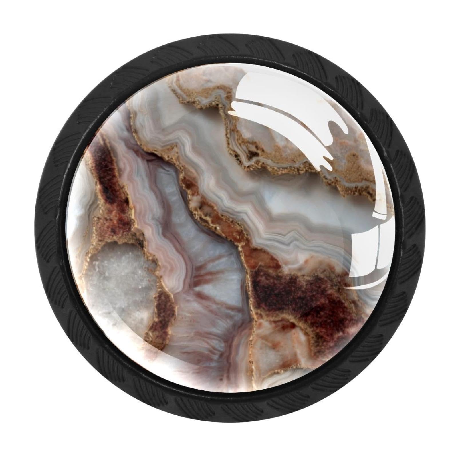 CHENZZZZ 4PCS Agate Marble (1) Dresser Knob Round Glass Drawer Knobs Pulls Cabinet Handle for Home Kitchen Office Bathroom Wardrobe Cupboard