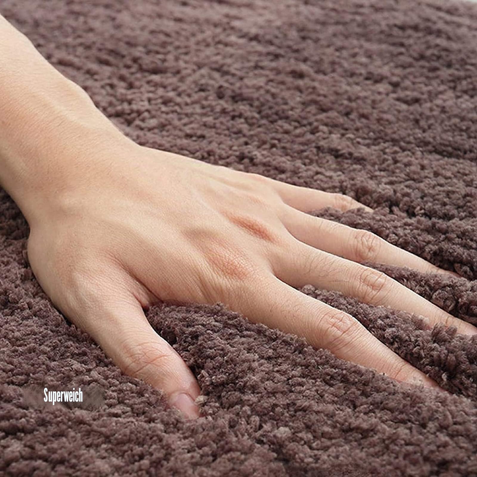 Badematte Runddusche, Medium Mikrofaser Duschmatte Halbrund, Viertelkreis Rutschfeste Hochflor Gebogen, Waschbar für Eckdusche, Beige