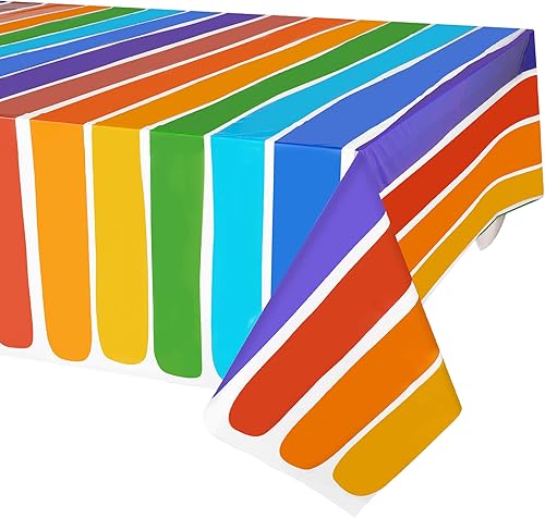Paquete de 3 manteles temáticos arco iris, desechables de plástico rectangular, manteles de fiesta de arco iris, mantel de verano, playa, niños,