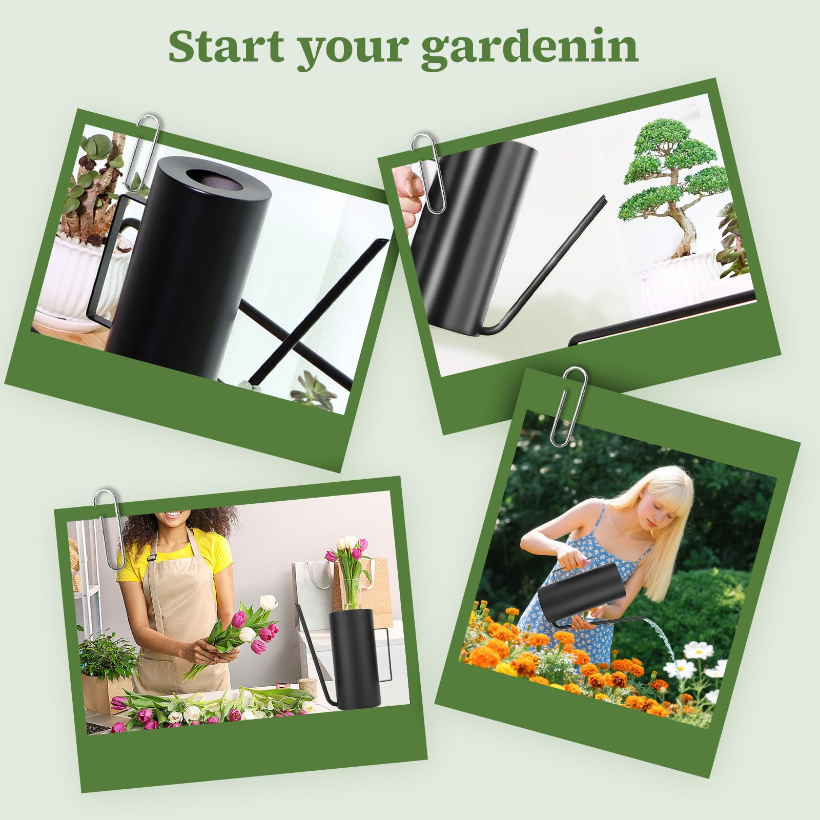 Annaffiatoio in Acciaio Inox,1.5 L Annaffiatoio Piccolo Moderno per Piante da Interno con Beccuccio Lungo Lnnaffiatore Giardino,per Casa,Bonsai(Nero)
