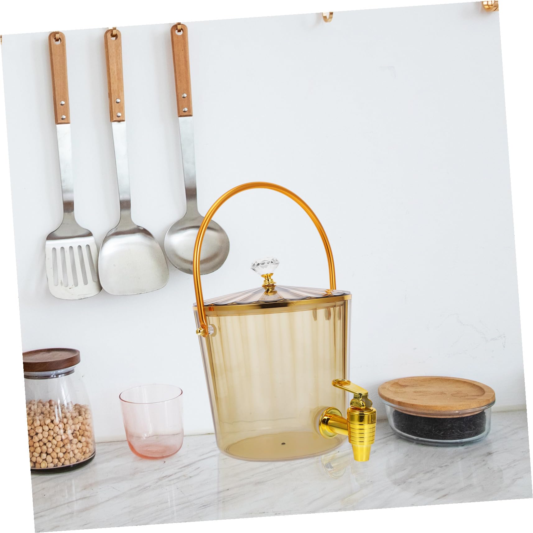 Kunststoff Getränkespender mit Zapfhahn 2200ml Wasserspender mit Deckel und Griff für Party und Outdoor Gebrauch Einfacher Getränkeausguss und Tragbar