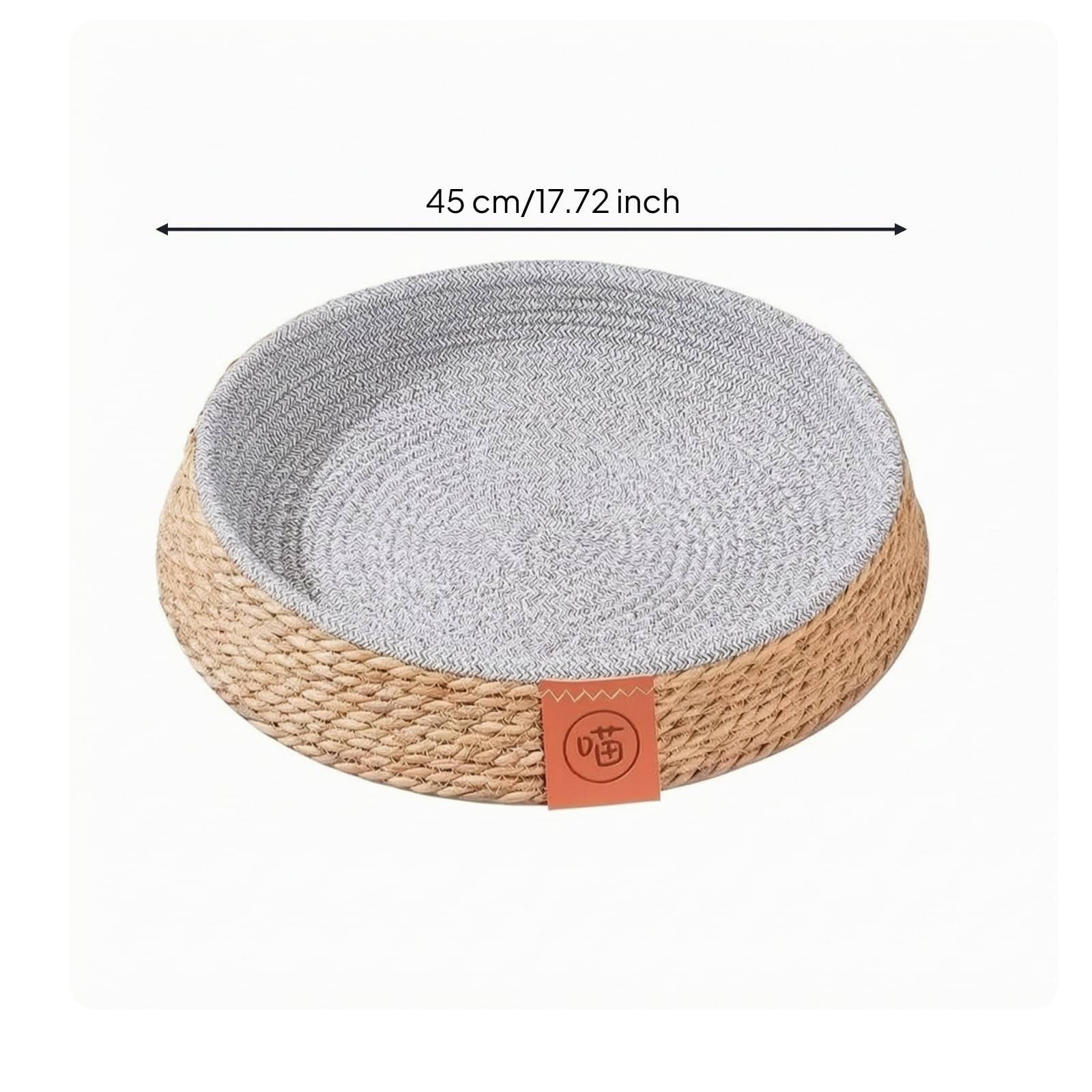Cuccia in Paglia Intrecciata Rotonda Cuccia a Ciotola Naturale per Gatti, Gattini, Casa, Salotto, 45 Cm