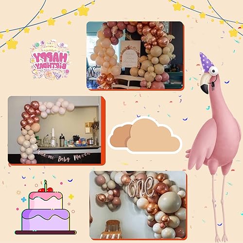 Miniatura 5 de Kit de guirnalda de arco de globos 147 globos de doble relleno color crema melocotón cromado oro rosa para cumpleaños baby shower boda y graduación