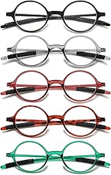VEVESMUNDO Redondo Gafas de Lectura Pequeñas Ligeras Vintage Flexibles Vista Presbicia para Mujer Hombre