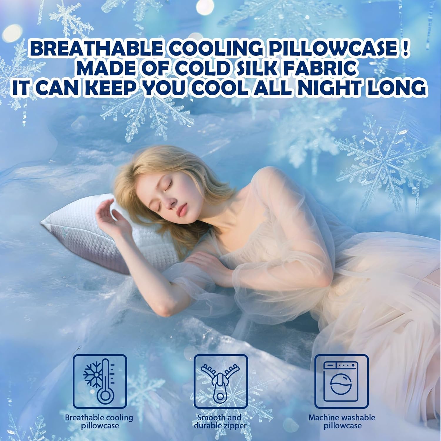 Cooling Pillows Queen Size Set of 2 - Shredded Memory Foam Cold Pillows That Stay Cold Soft Pillow for Sleeping, Adjustable Bed Pillow for Side, Back, and Stomach Sleepers - Image 4