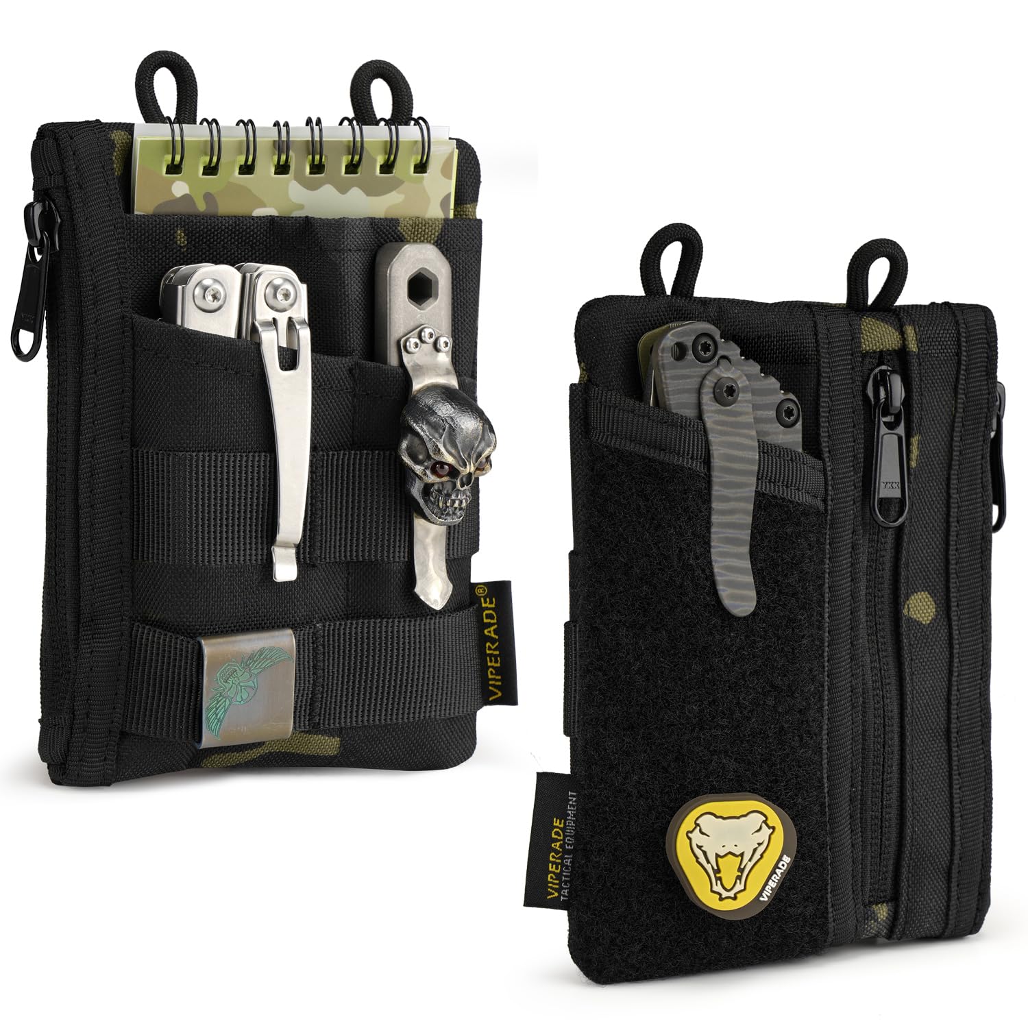 VIPERADE VE18 EDC Pouch, Pocket Organizer for Men, EDC Pocket Organizer, 3 Slots with 2 Zipper Pockets, Multitool Pouch