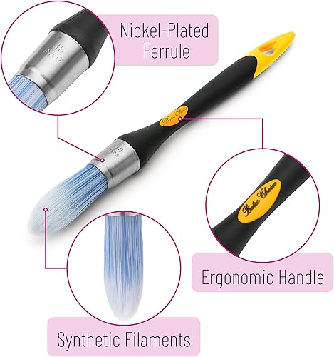 Miniatura 111 de Bates - Brocha de pintura para recortar, 0.75 pulgadas, mango ergonómico antideslizante, cerdas sintéticas, pinceles de corte para pintar, negro