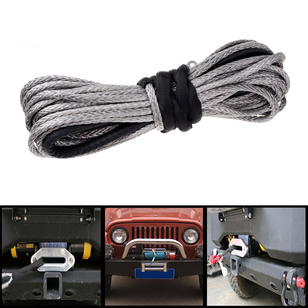 Astra Depot Winch Rope Synthetic Fiber Cable ATV UTV SUV KFI Recovery Replacement (50' x 3/16
