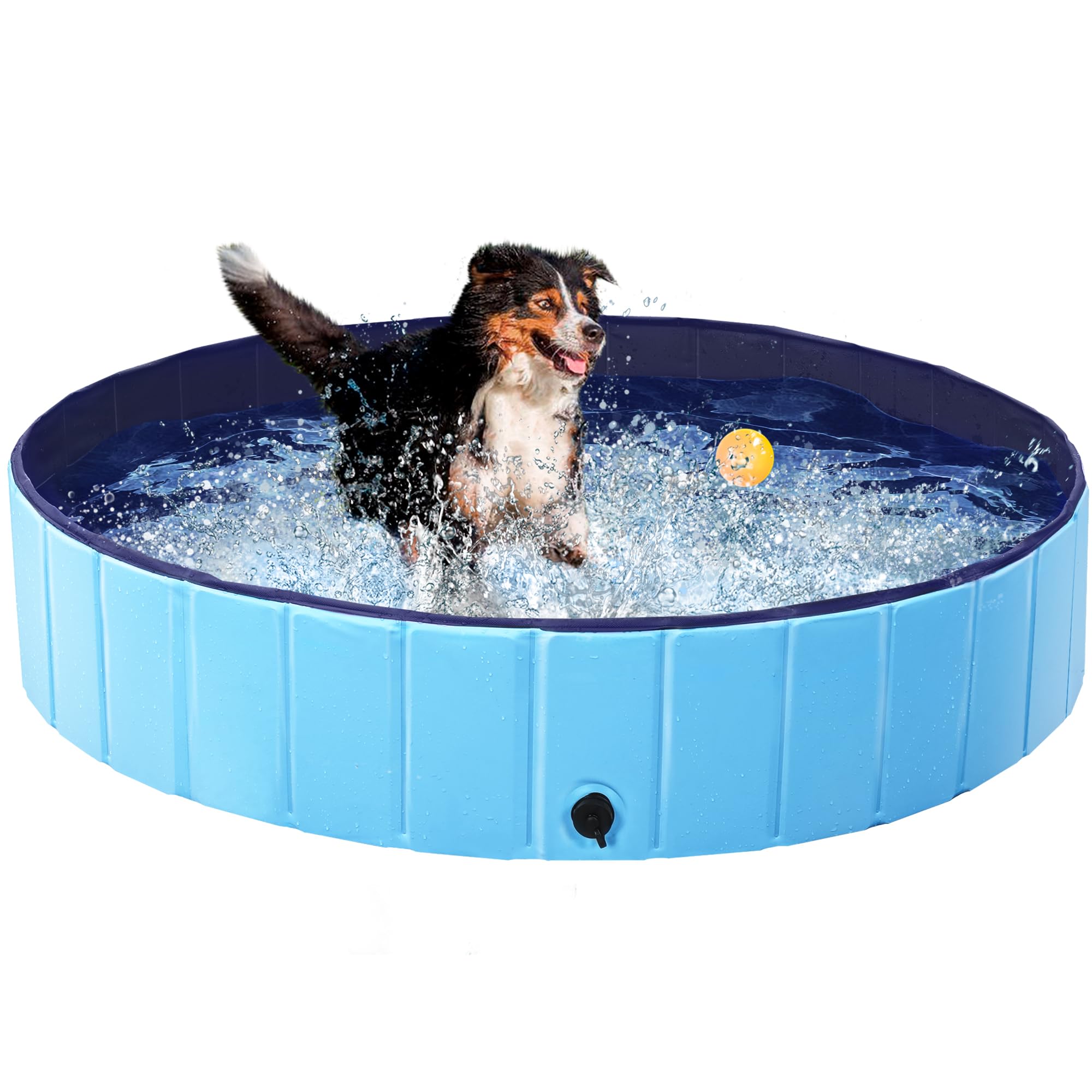 Yaheetech Piscina per Cani Gatti Pieghevole, Vasca da Bagno in PVC, Piscinetta per Animali Domestici, Rigida Portatile Antiscivolo all'Aperto Interno Giardino XL 140 x 30 cm Blu