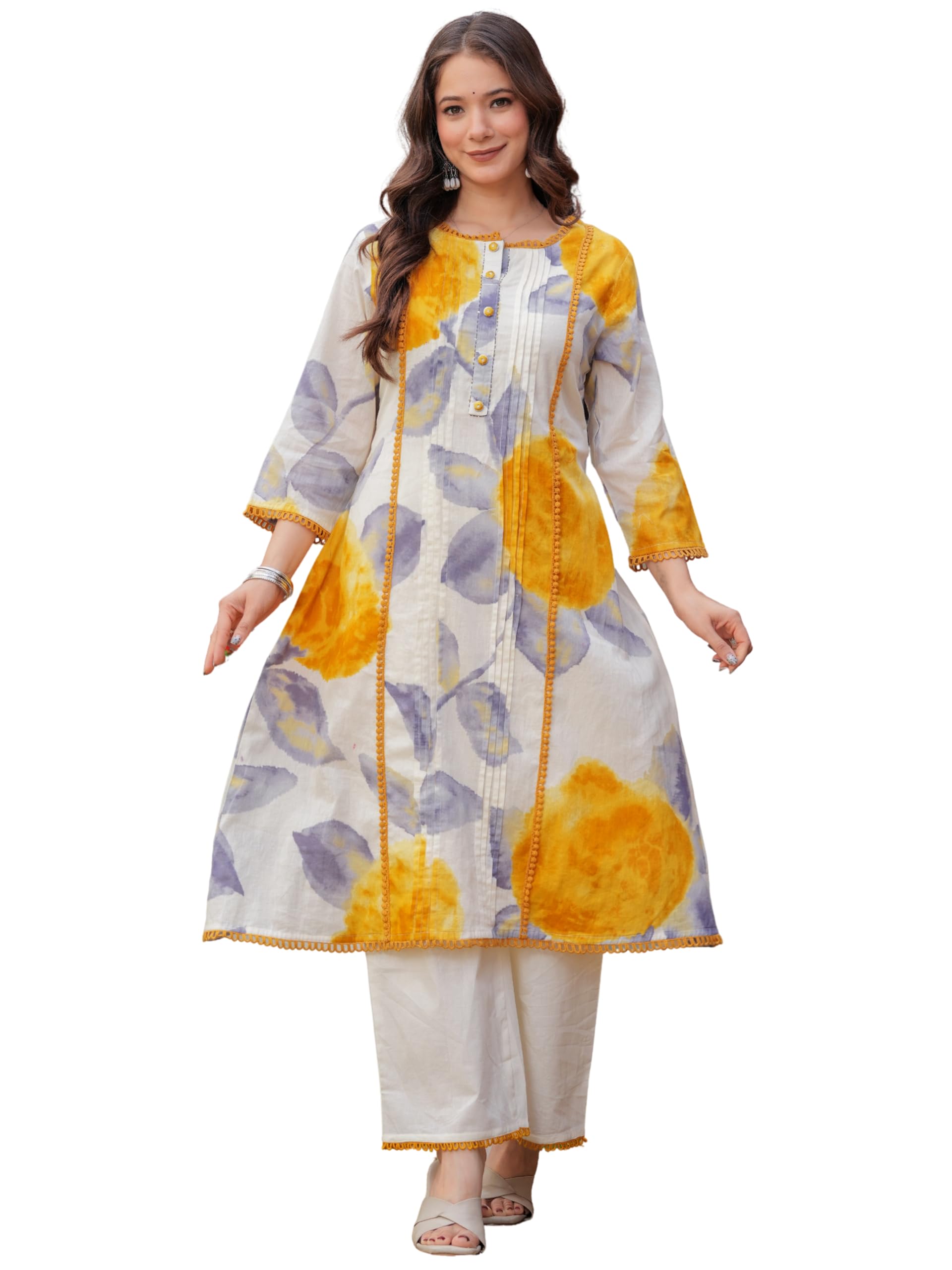rytras Women Woman Pure Cotton Printed A-Line Kurta Sets with Palazzos|Kurti Set for Woman|Cord Set for Women Cotton-picture-45