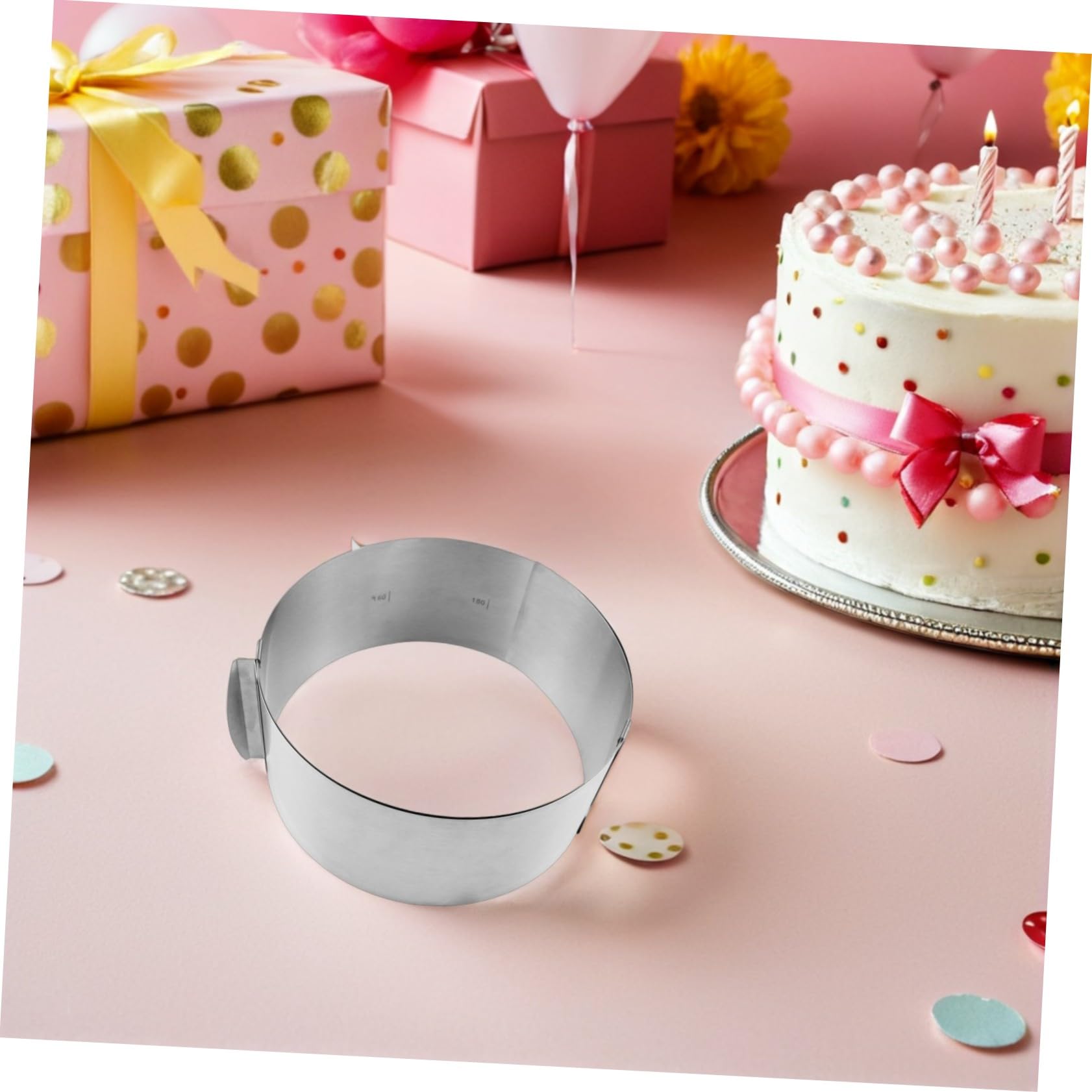 2 Stück Einstellbarer Edelstahl Tortenring Mousse Kuchenform Backform Rund Langlebig Stabil Leicht zu Reinigen für Mousse Tiramisu Dessert Kreative Tortenzubereitung