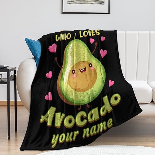Miniatura 18 de Manta de aguacate personalizada con nombre, 40 x 30 pulgadas, bonita manta para niños, niñas, niños, mantas de felpa suave verde para regazo y silla