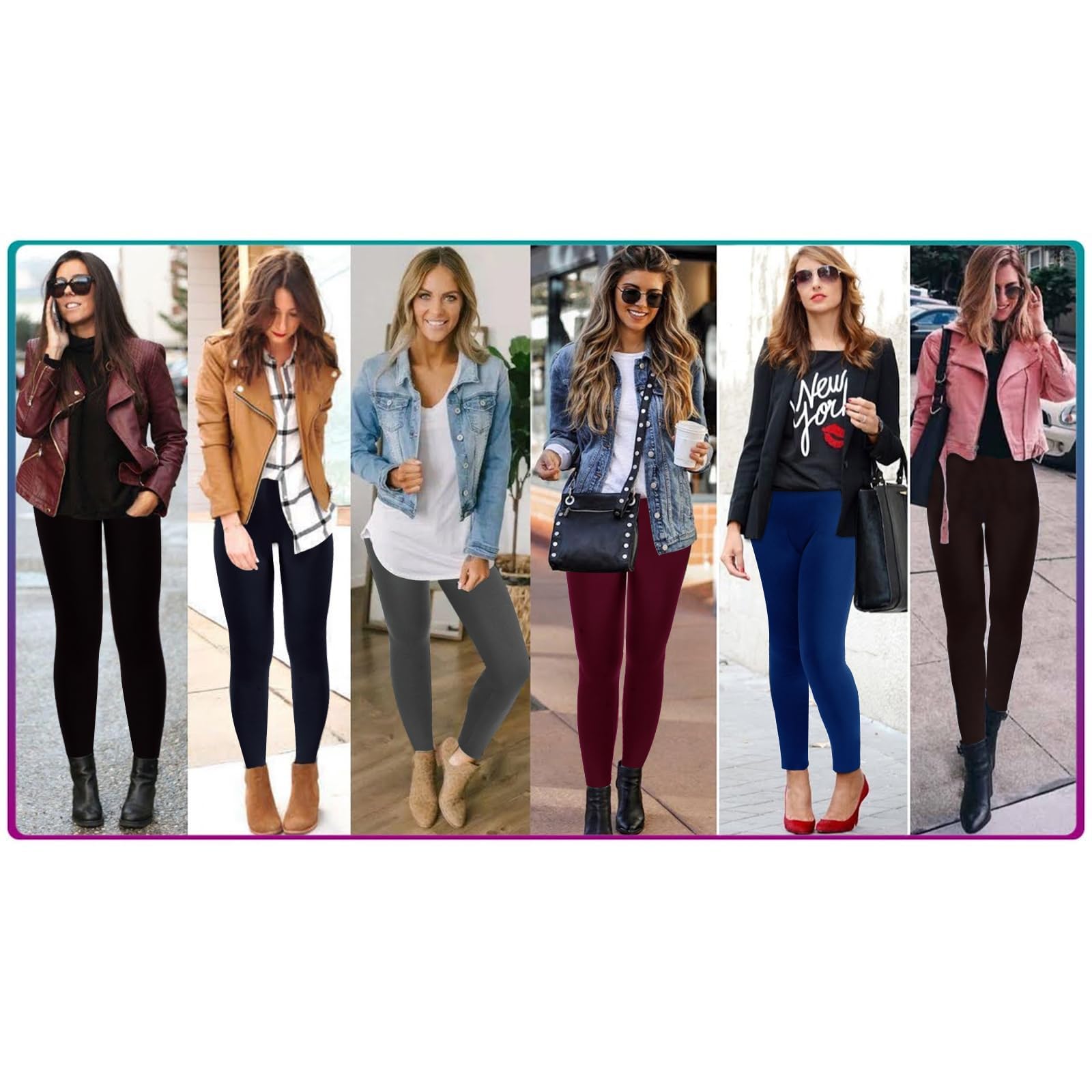 Moon Wood 7 Pezzi Leggings Donna Invernali Termici Vita Alta Fleece Leggins Push Up Morbidi ed Elastici Pantacollant Sportivi o Casual
