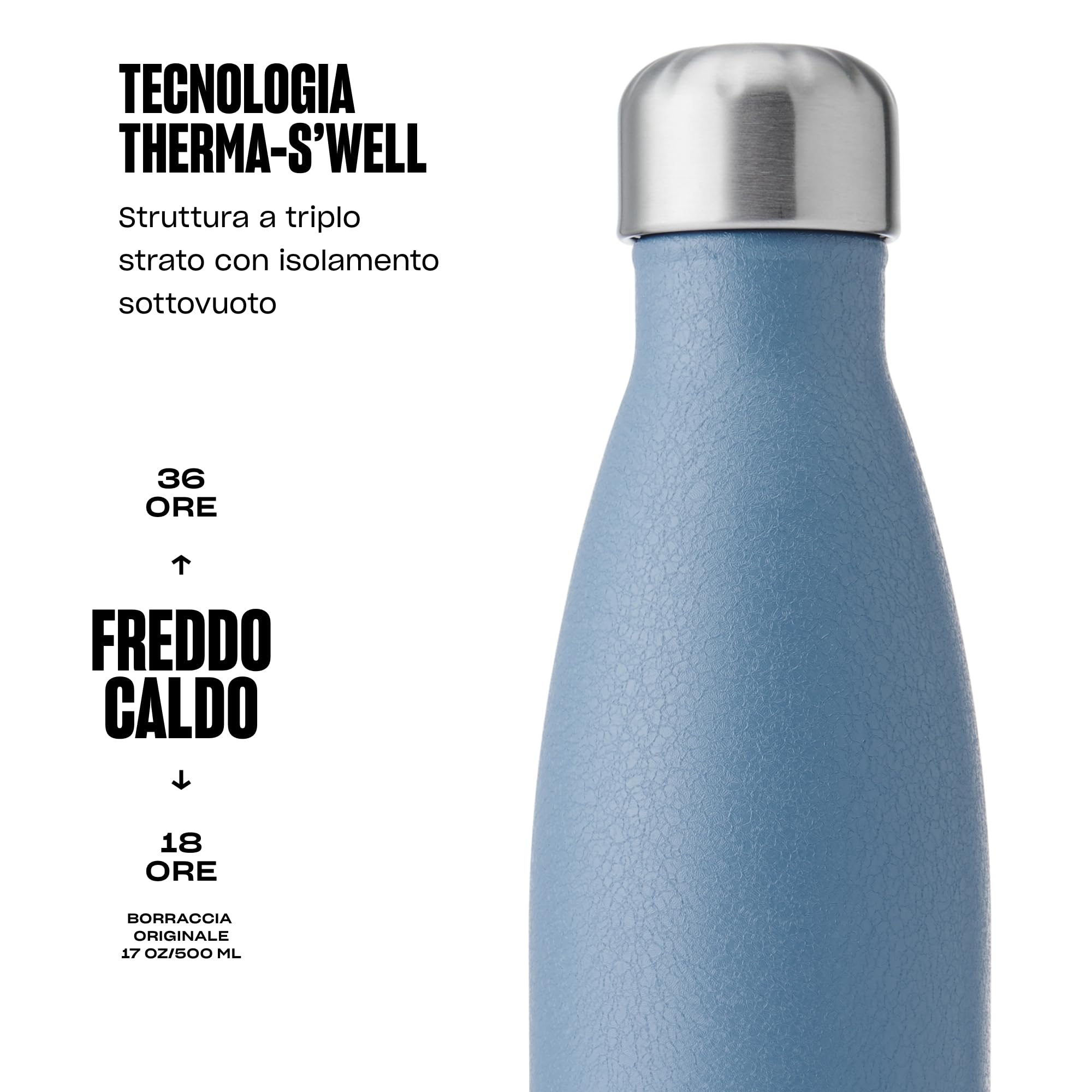 S'well - Borraccia in acciaio inox, 500 ml, motivo Desert Sky, con contenitore isolante sottovuoto a triplo strato, mantiene le bevande fredde per 36 ore e calde per 18, senza BPA
