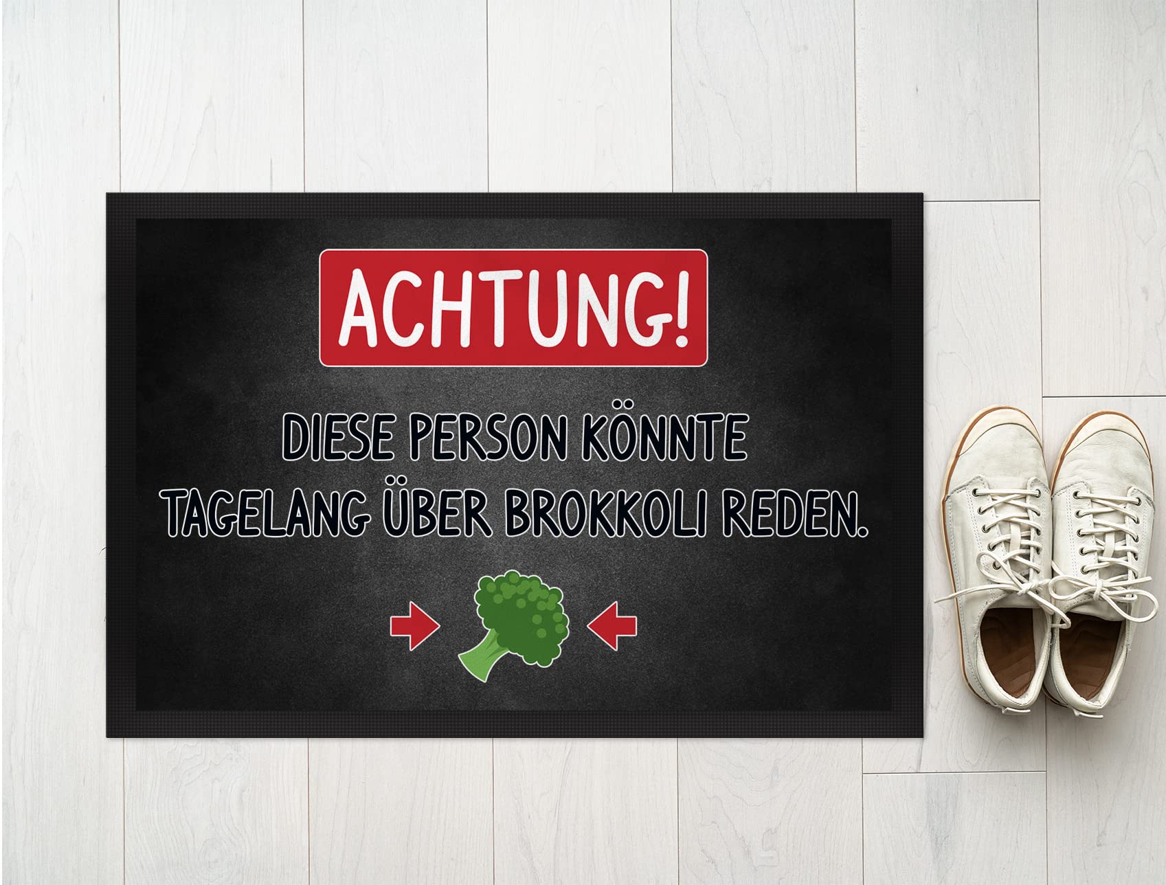 JUNIWORDS Fußmatte, Achtung! Diese Person könnte tagelang über Brokkoli reden, 120 x 80 cm, mit Gummirand (1005959)