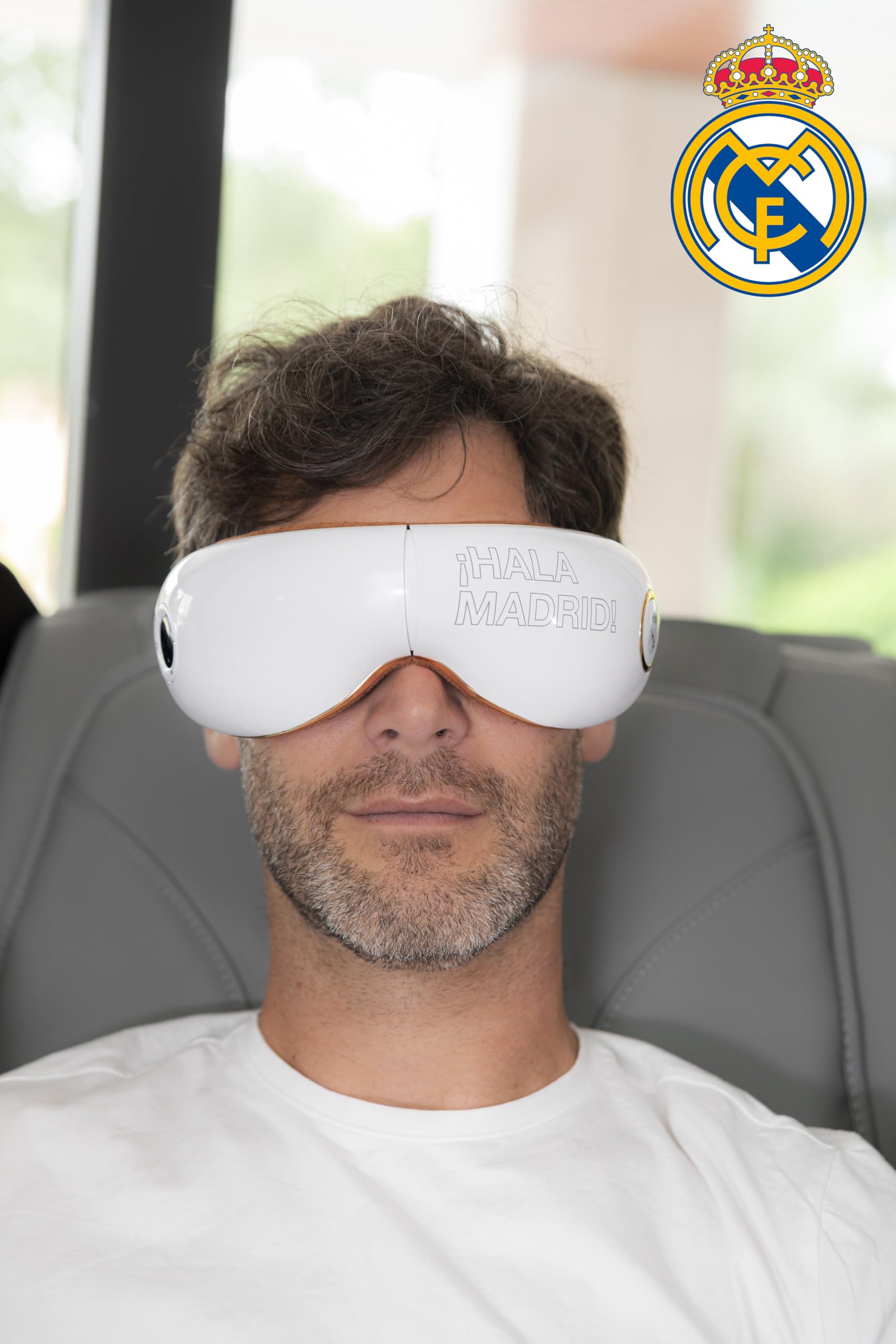 REAL MADRID | Oficjalne okulary do masażu RM INFINITY REAL MADRID I Składany masażer do oczu i twarzy z wibromasażem I Pressoterapia I Heat I Wbudowane głośniki I Oficjalne hymny Real Madryt
