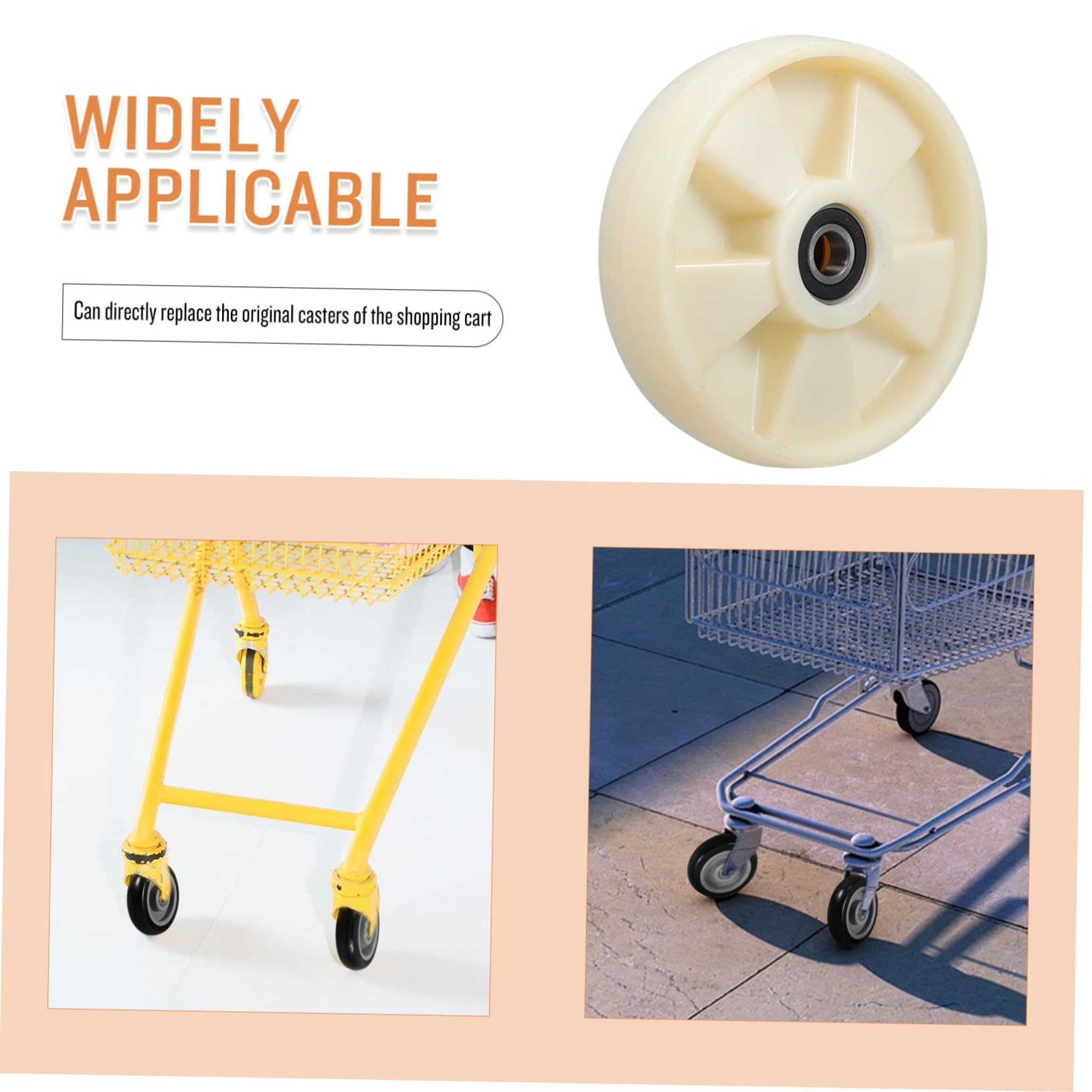 GLEAVI Drehbare Nylon Lenkrolle 200x50 Mm mit 47mm Achse und Kugellager für Hubwagen Geräuscharm und Reibungslose Rotation für Supermärkte und Logistikzentren