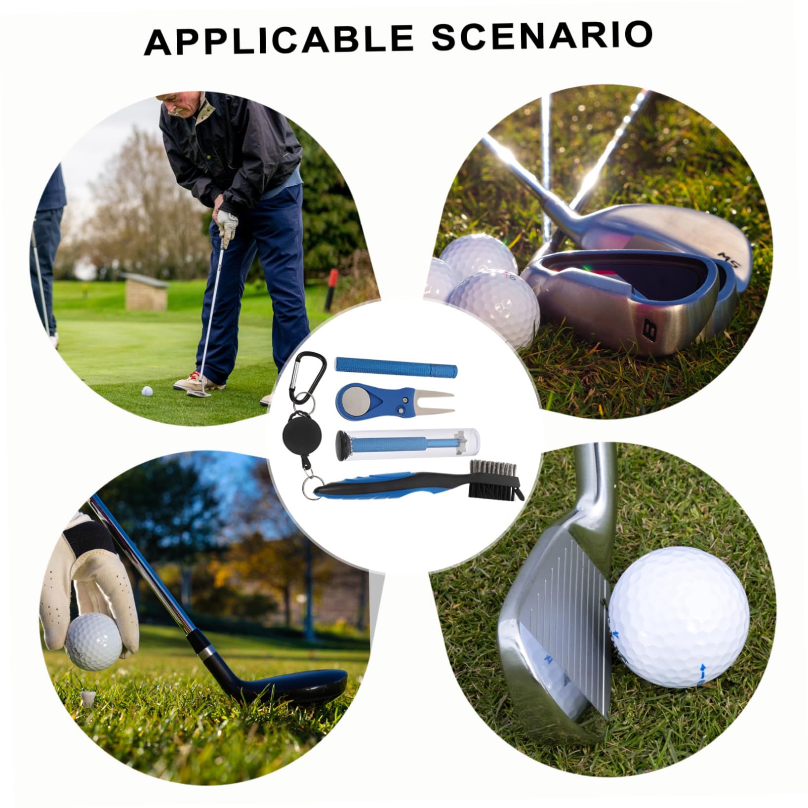 BESPORTBLE 5 Sets Golfreinigung Golfzubehör Reinigungsmittelset Edelstahlset Golfreinigungszubehör Geschenkset Pick-Putting-Becherbürste Rillenreiniger Doppelseitige Bürste Nylon