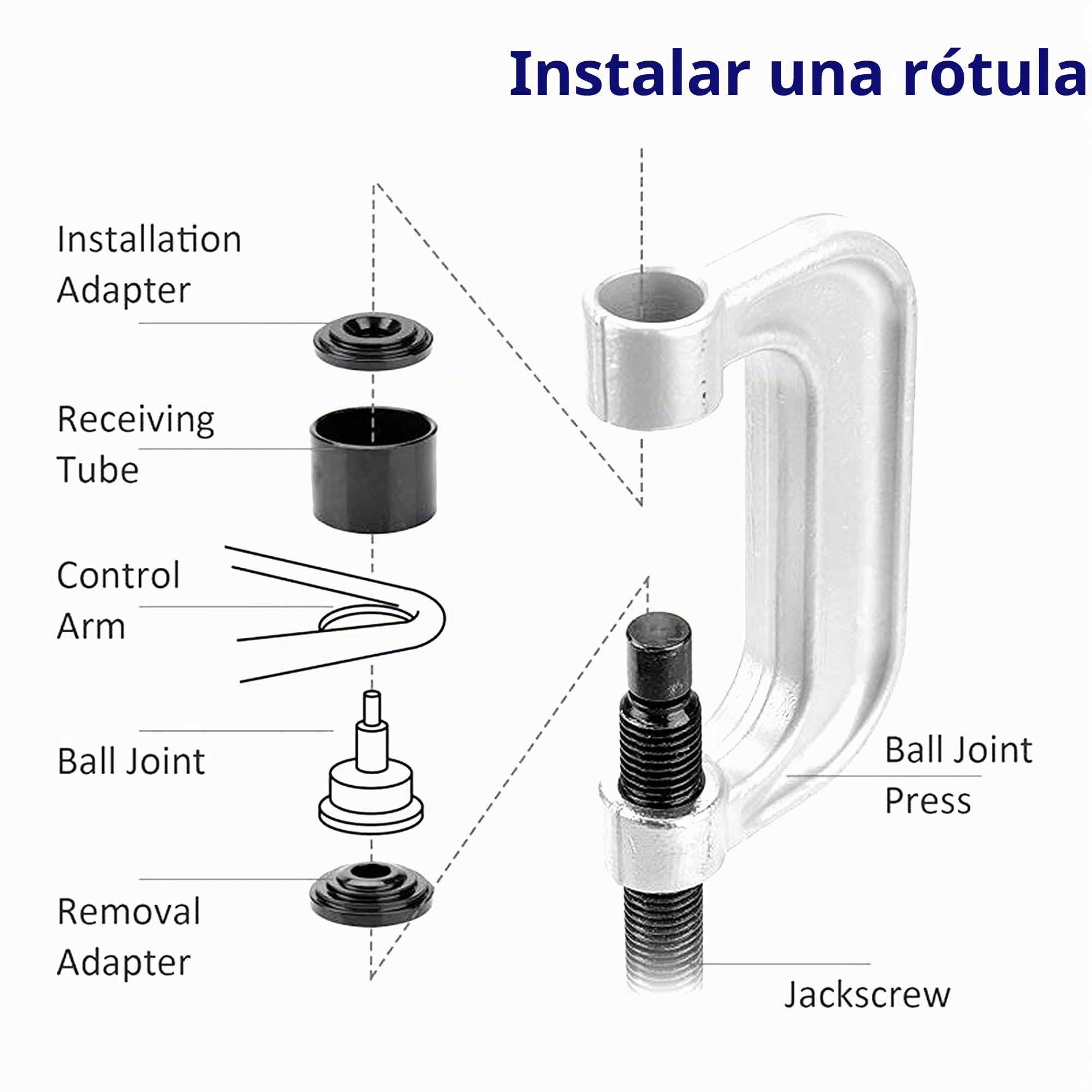 CCLIFE 10 piezas Kit Extractor de Rótulas 4 en 1 Compatible con Vehículos 2WD y 4WD Herramienta de Presión con Marco en C Incluye Adaptadores y Estuche de Transporte