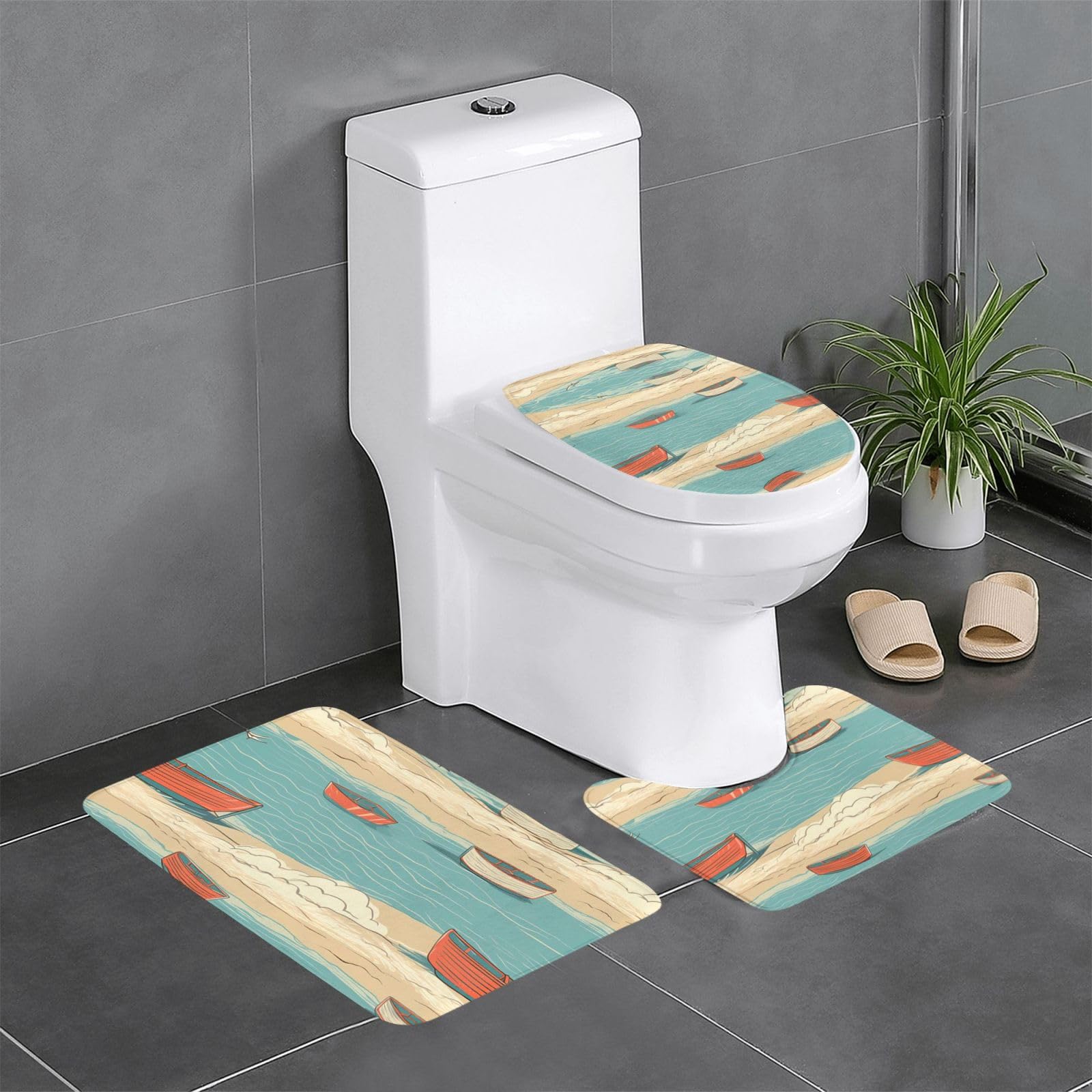 Tapis de salle de bain antidérapants ambiance plage pour une décoration de coiffeuse
