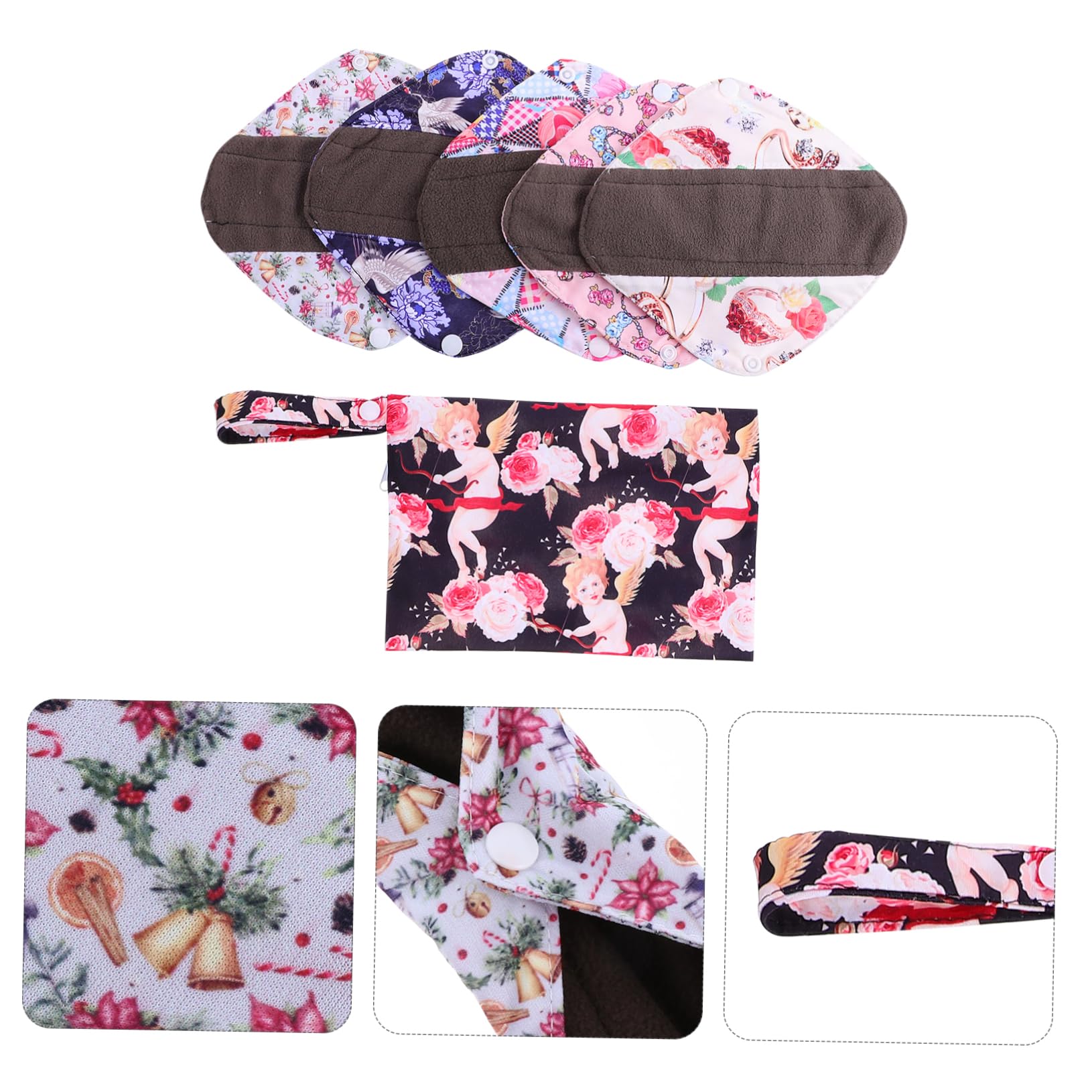 FOMIYES 3 Sätze Waschbare Tante-handtuchauflage Serviette Sanitär Wiederverwendbare Menstruationsbinde Waschbare Mama-pads Damenbinde Die Äußere Schicht Bedruckter Stoff 5 Stück * 3