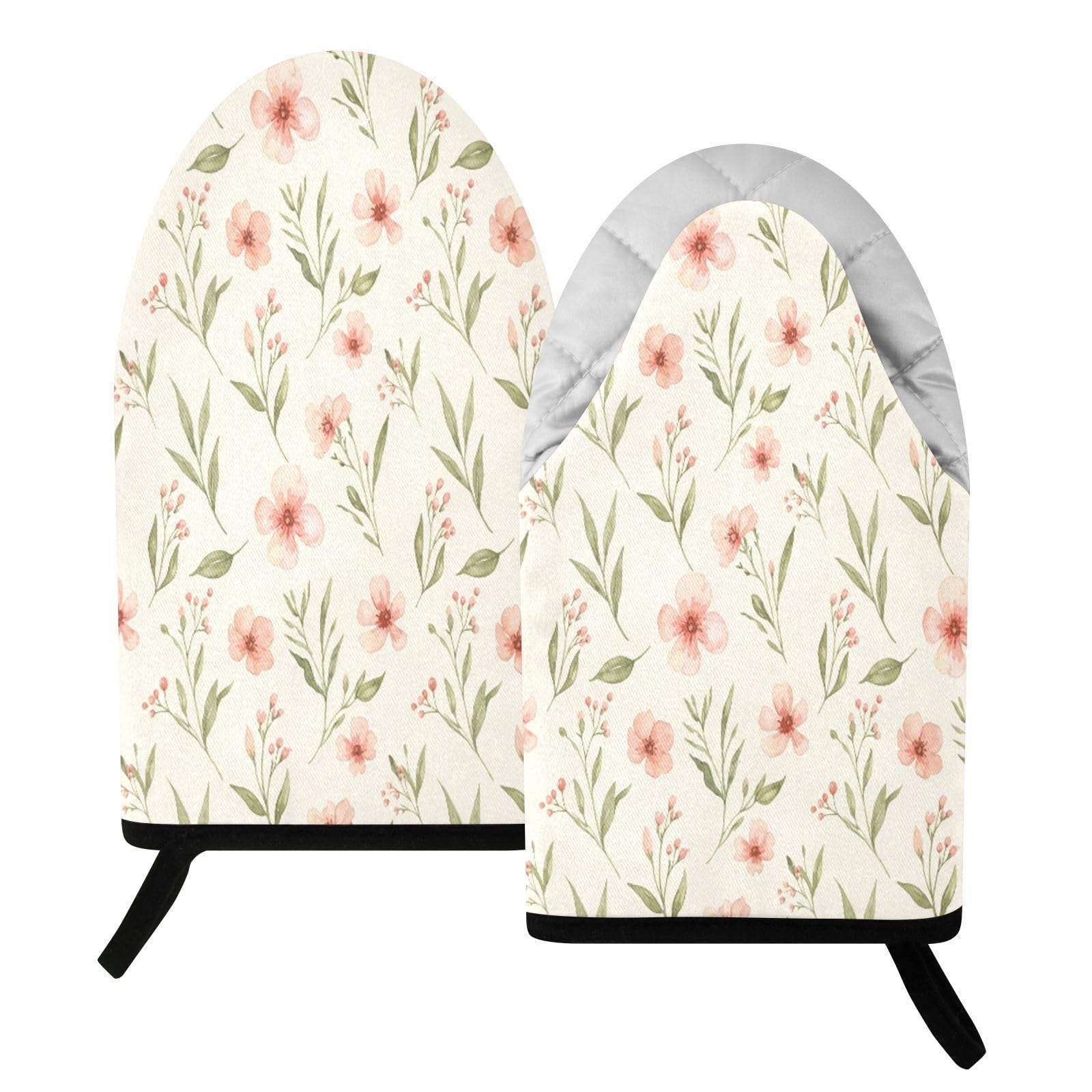 BURSTDDY Wildflowers Oven Mitt,Heat Resistant Kitchen Mitts for Cooking