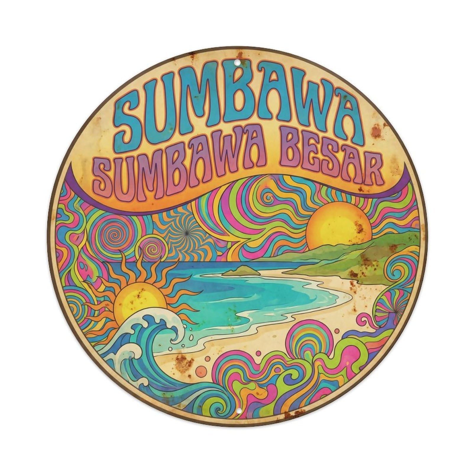 Odgynaw 8X8inch(20X20cm) Sumbawa Island Besar Beach Lagoon Travel Metal Tin Sign