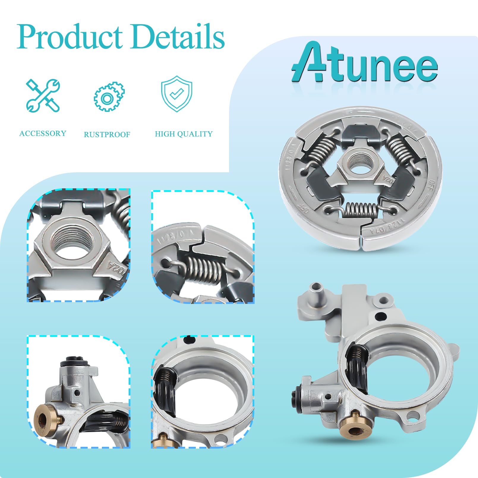 Atunee 3/8"-7T Kit Pompa Olio Pignone Tamburo Frizione Per Stihl - Foto 8