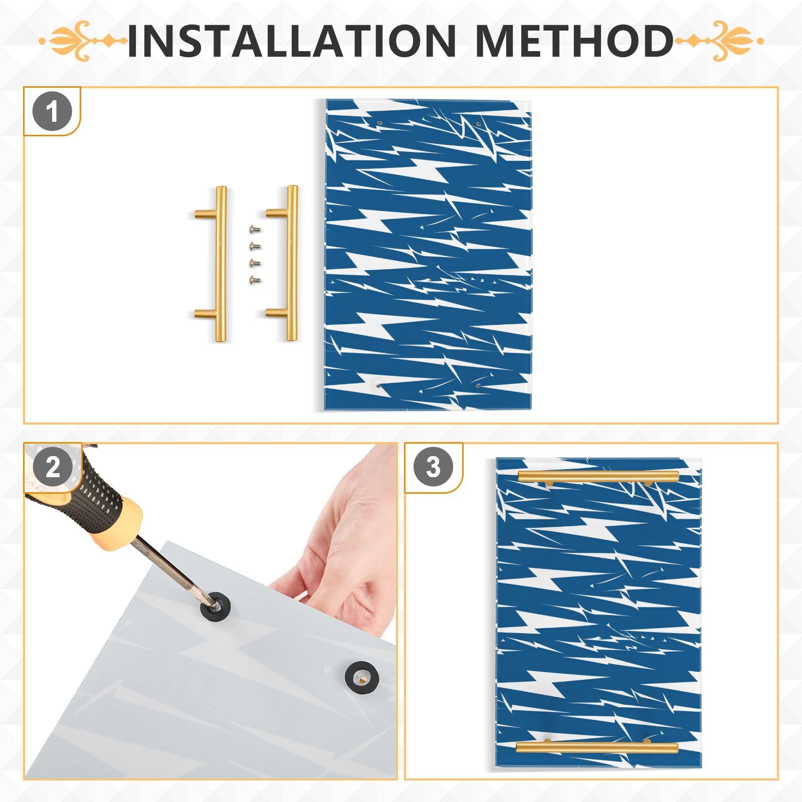 Lightning Bolts Blue White Decorative Vanity Trays with Handles Coffee Table Serving Tray for Jewelry Perfume for Tea Trays Serving bandeja para servir