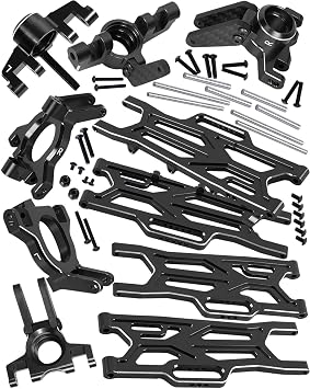 RC Upgrades Part for 1/10 Kraton 4x4 4S V2 BLX,Outcast 4X4 4S V2 BLX,Alloy Aluminium Front Rear Suspension Arms,Front Steering Blocks,Caster Blocks,Rear Stub Axle Carriers,Black
