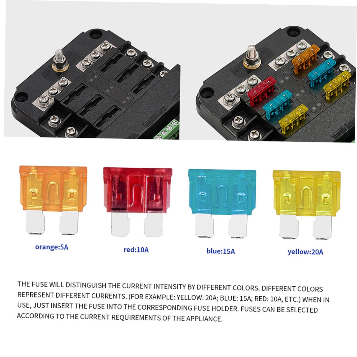 OUNONA Caja De Fusibles Portafusibles Organizador De Fusibles Para Automóvil Indicadores Led Rojo Azul Para Coche Furgoneta Casa Rodante Barco