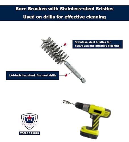 Miniatura 3 de Cepillo de acero inoxidable juego de 8 tamaños Cepillo de alambre para taladro eléctrico, cepillos de limpieza de metal, diámetro de 1 (18) a 14 de