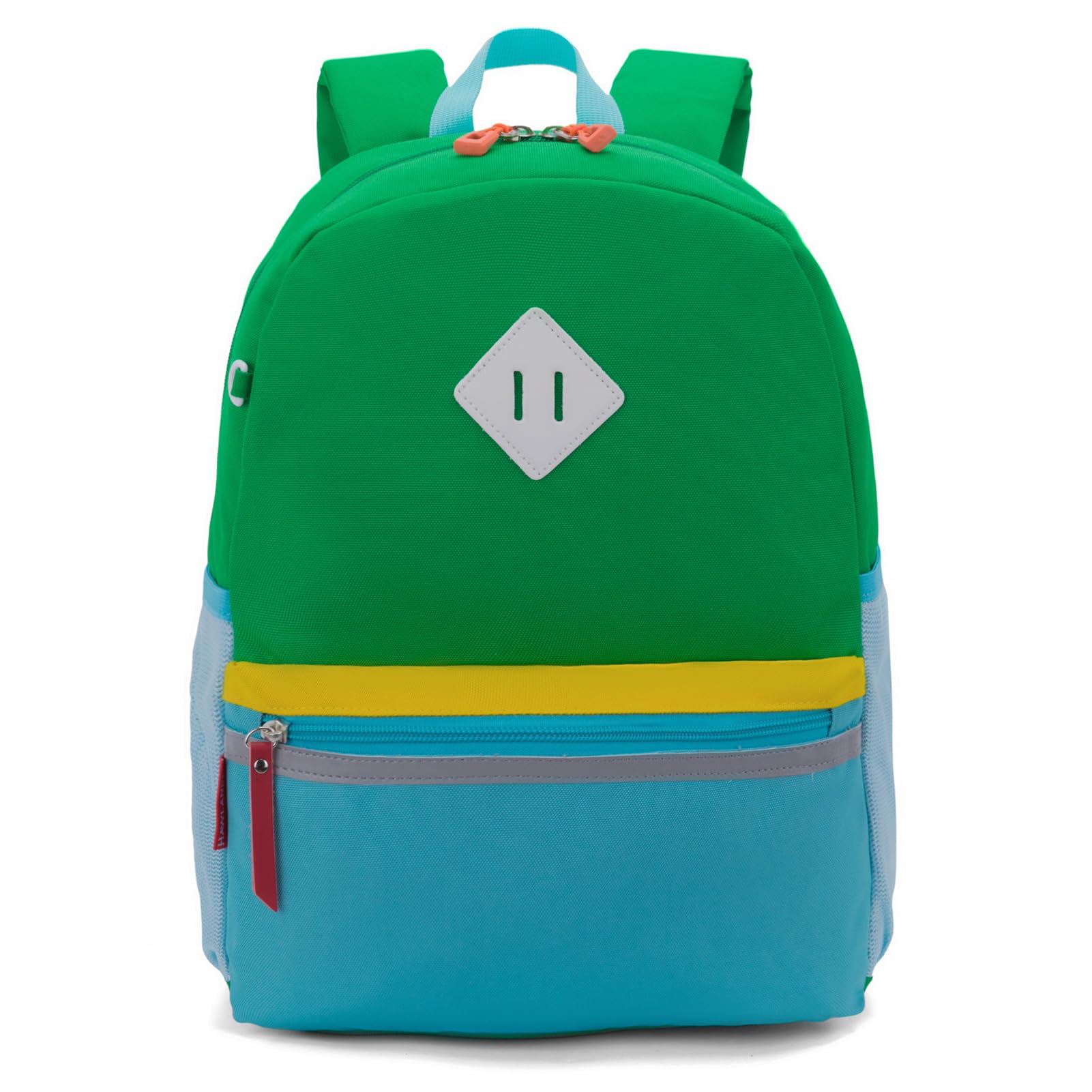 HawLander Little Kids Backpack for Boys or Girls, Toddler School Bag Fits 3 to 6 years old, Green Yellow, 15 Inch