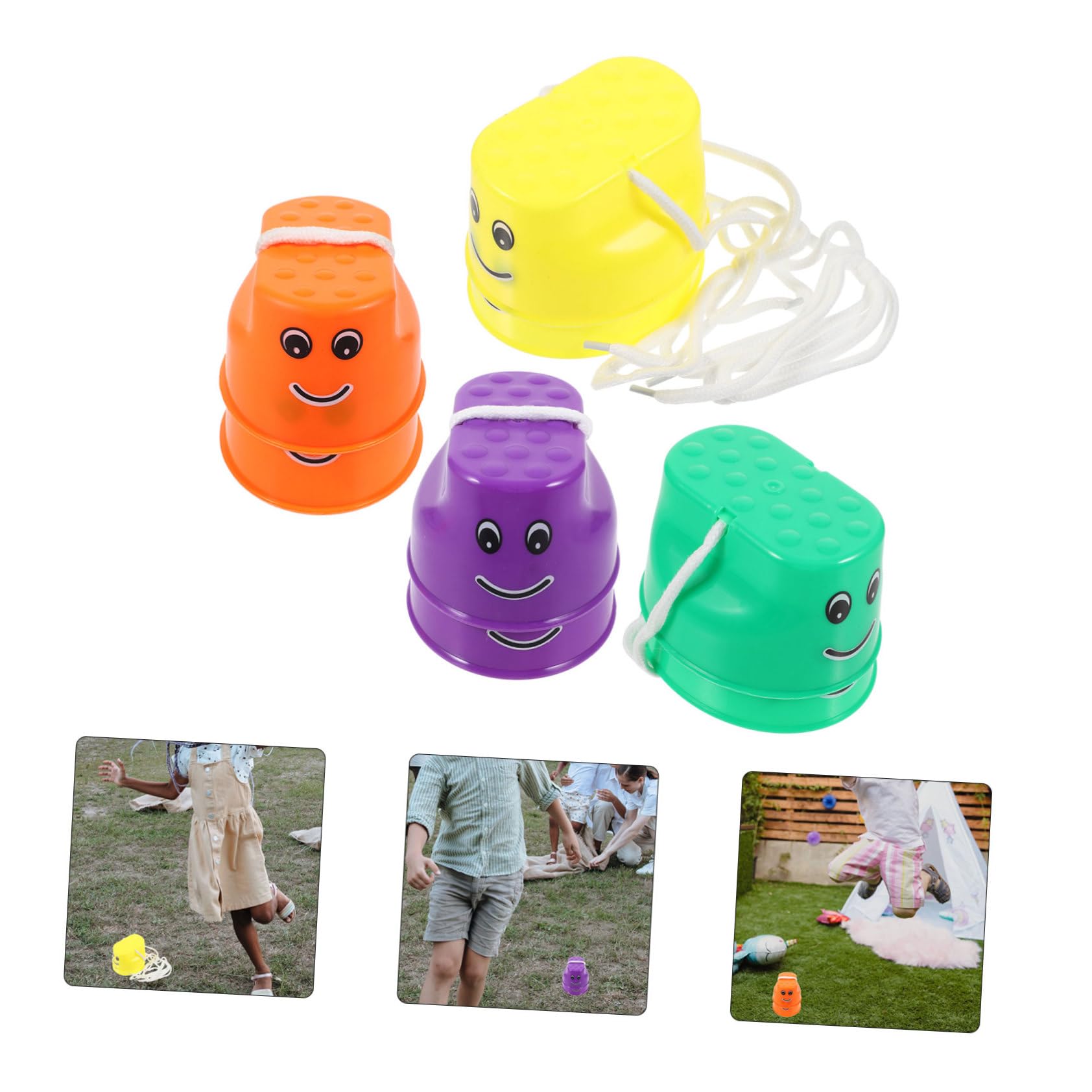 Toyvian 4 Pares de Zancos de Cubo para Niños Diseño Antideslizante de Plástico, Juguetes Divertidos para Desarrollar Habilidades Motoras en Juegos al Aire Libre