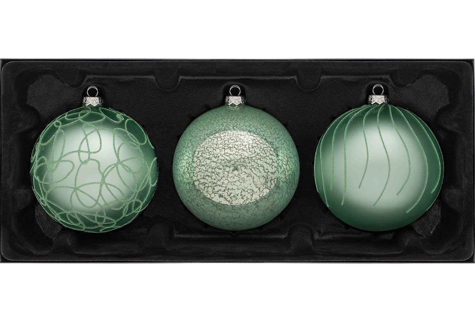 WeRChristmas Glass Christmas Tree Traditional Baubles, Mint Green, 11 cm