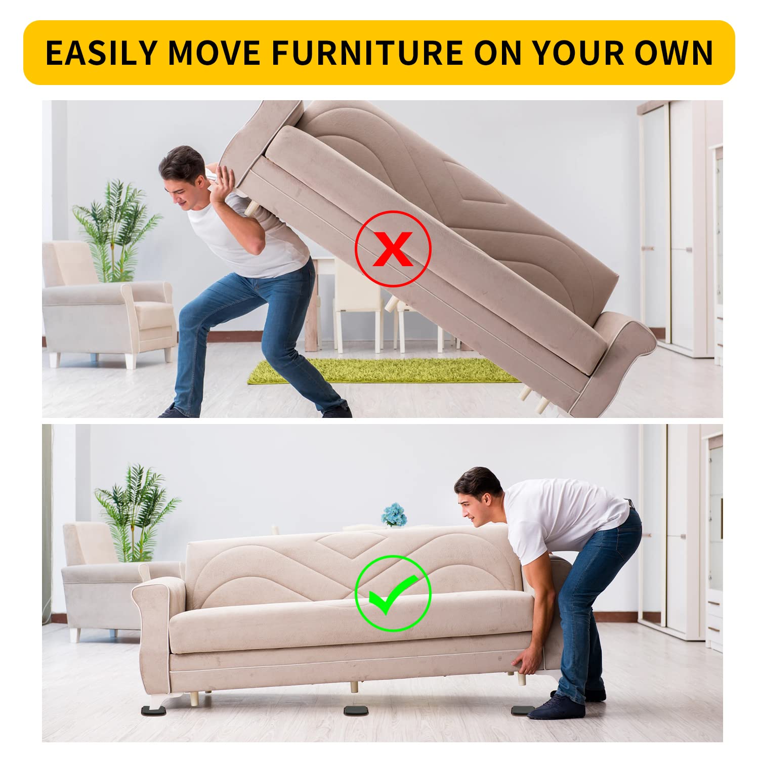 new space 3 Inch Furniture Sliders, 12pcs Sliders for Moving Furniture, Heavy-Duty Furniture Movers Sliders for Carpet, Couch Sliders Protect Carpet Surface and Easily Move... - Image 4