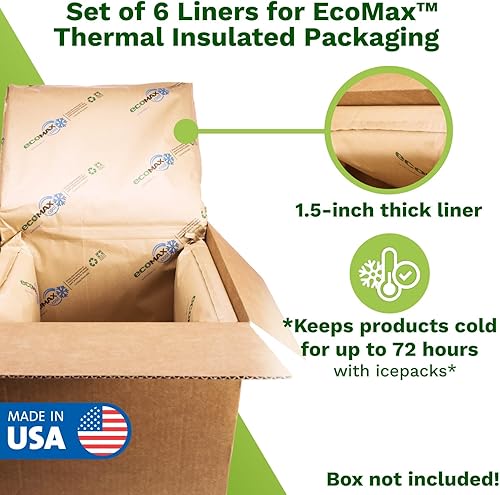 Vista 17 de IDL Packaging Caja de envío aislada de 10 x 10 x 10 pulgadas, capacidad de 1.5 galones, paquete de 3, incluye revestimientos de papel térmico