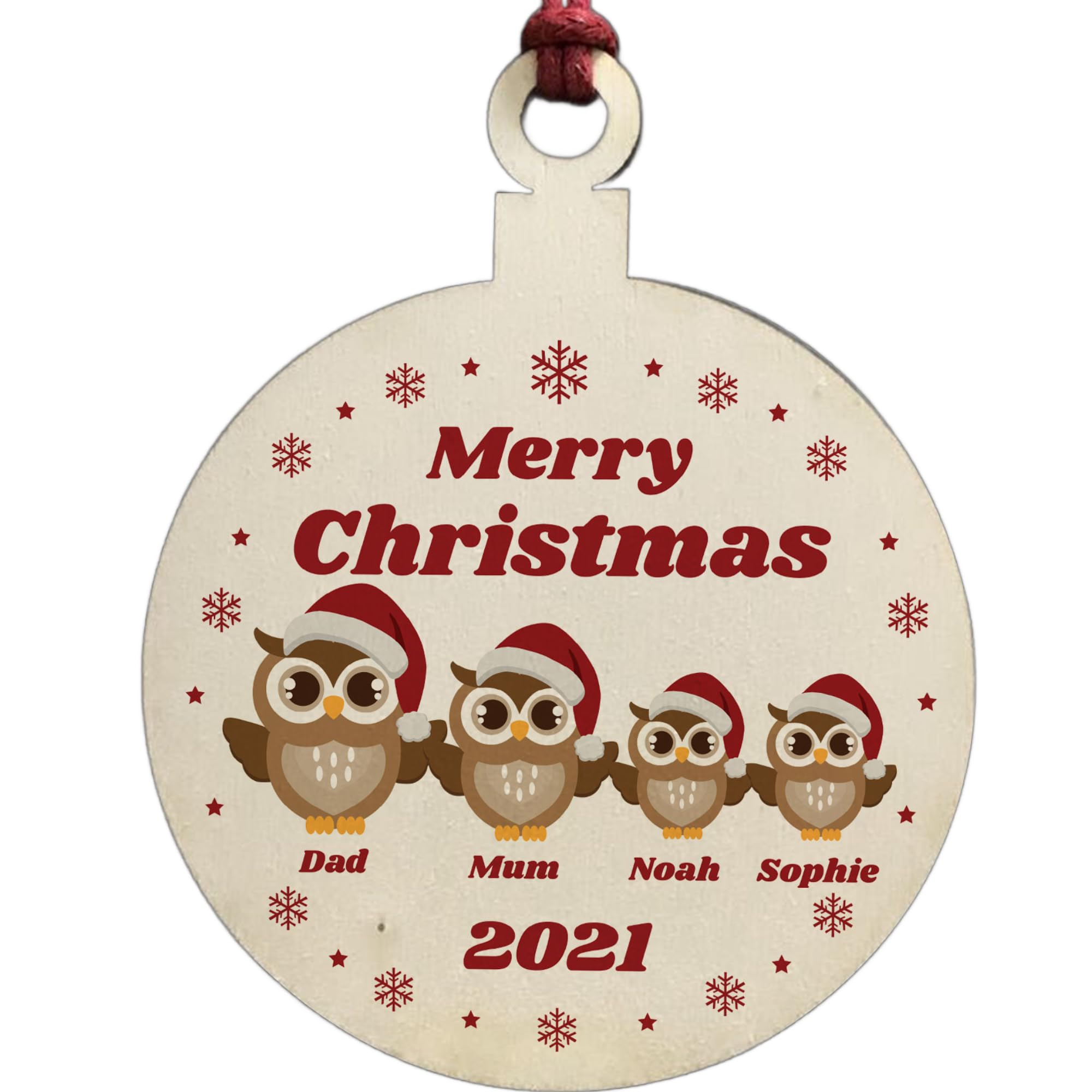 Personalised Christmas Decoration For Family Mum Dad Wood Tree Decoration Gift