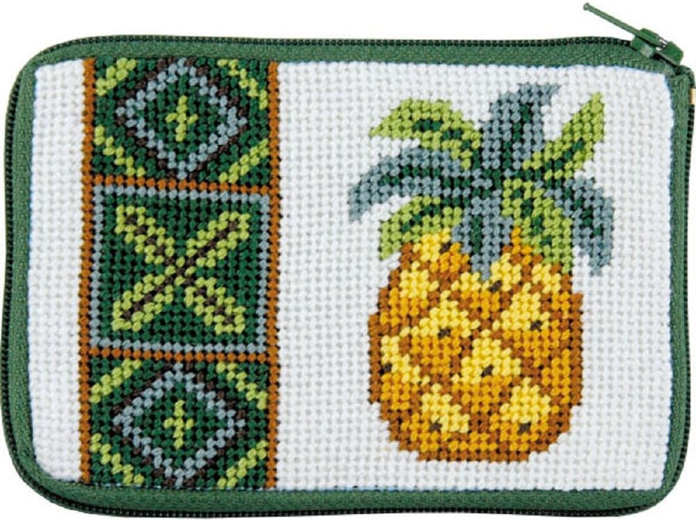 Pineapple Needlepoint Coin Purse- Stitch & Zip